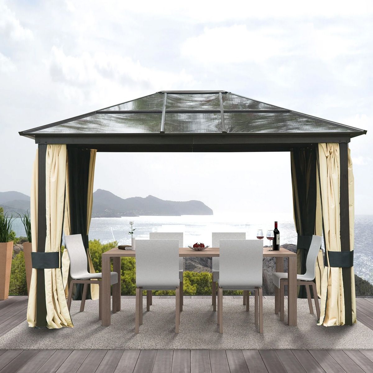 Garden Party Tent Gazebo - Brown / Beige - The Garden Savant