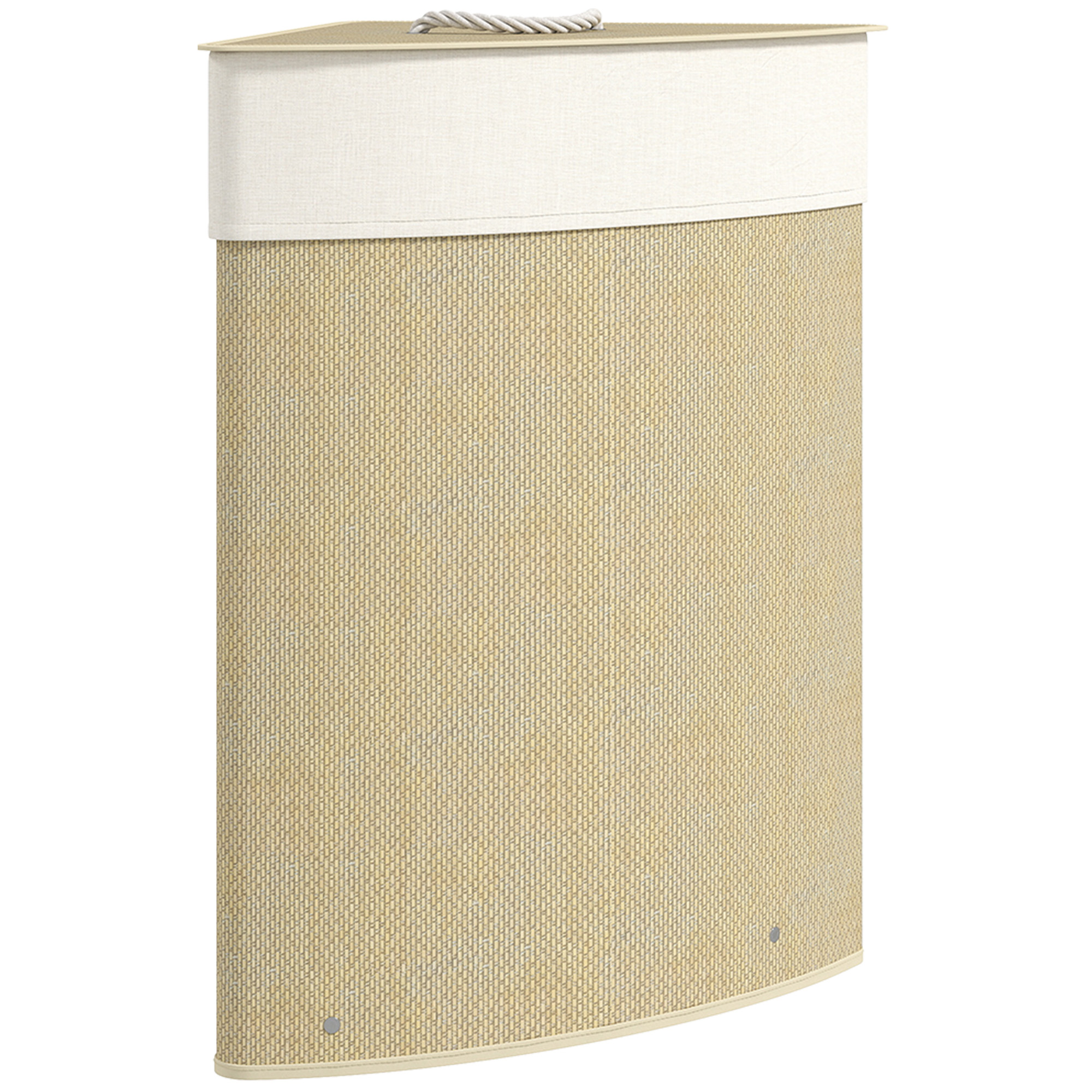HERON Bamboo Laundry Basket with Lid 55L Corner Laundry Hamper Nature Wood Finish - Life Essentials