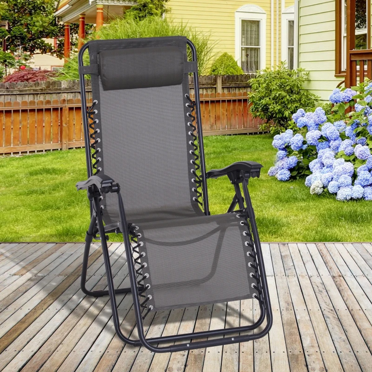 Outdoor Zero Gravity Chair with Head Pillow - Grey - The Garden Savant