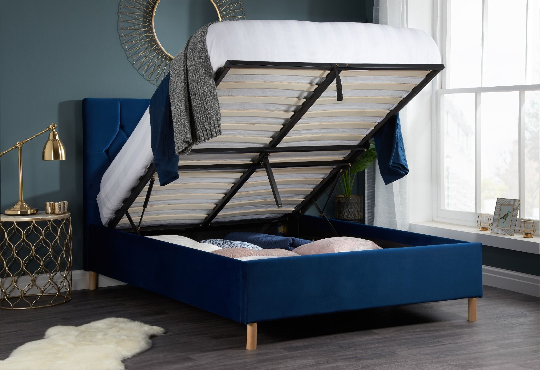 Stylish Loxley Ottoman Storage Bed - Standard Double 4ft6 - Birlea Essentials