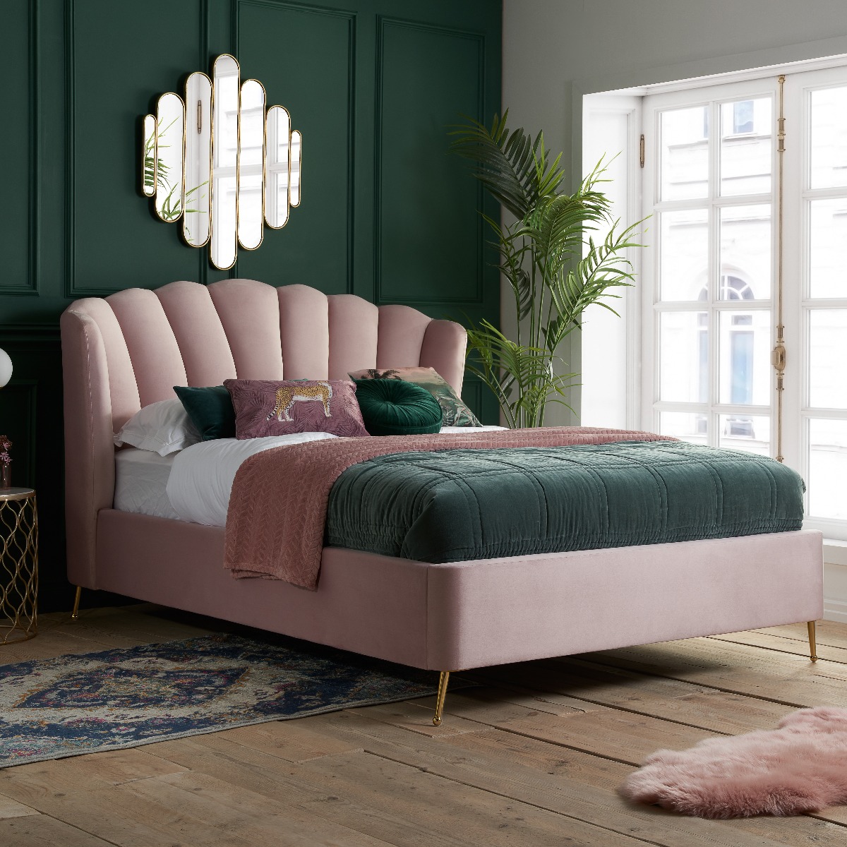 Lottie Upholstered Ottoman Pink Bed - Kingsize 5ft - Birlea Essentials