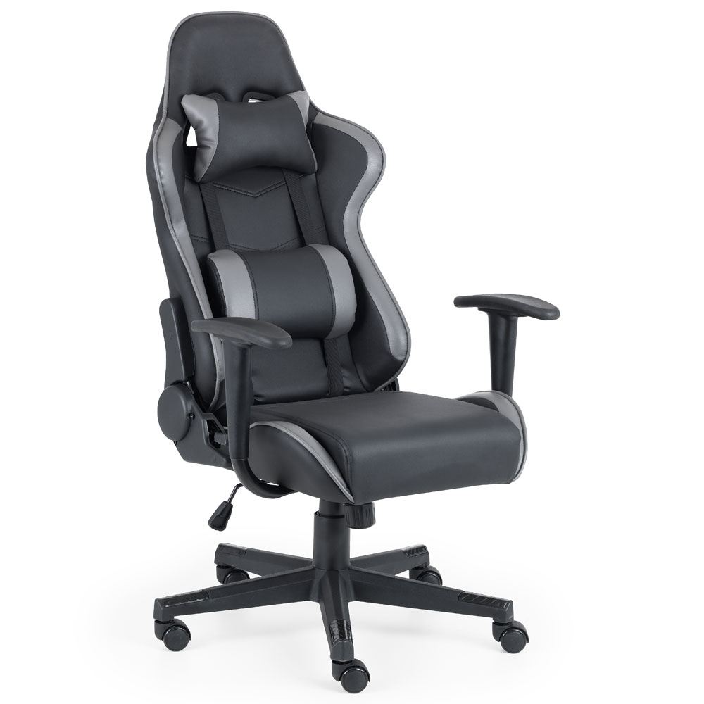 Comet Stylish Swivel Gaming Chair - Black/Grey - JB Collections