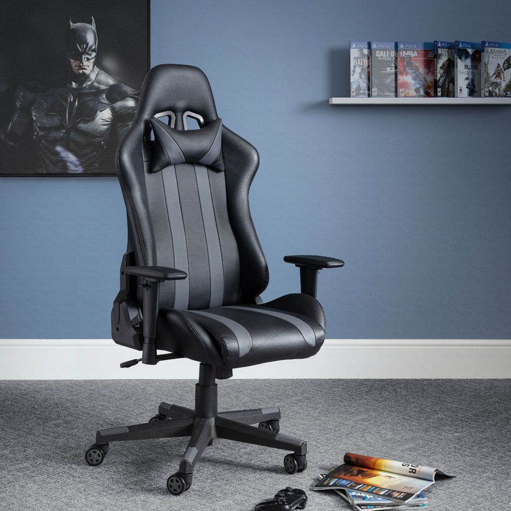 Meteor Gaming Swivel Chair - Black/Grey - JB Collections