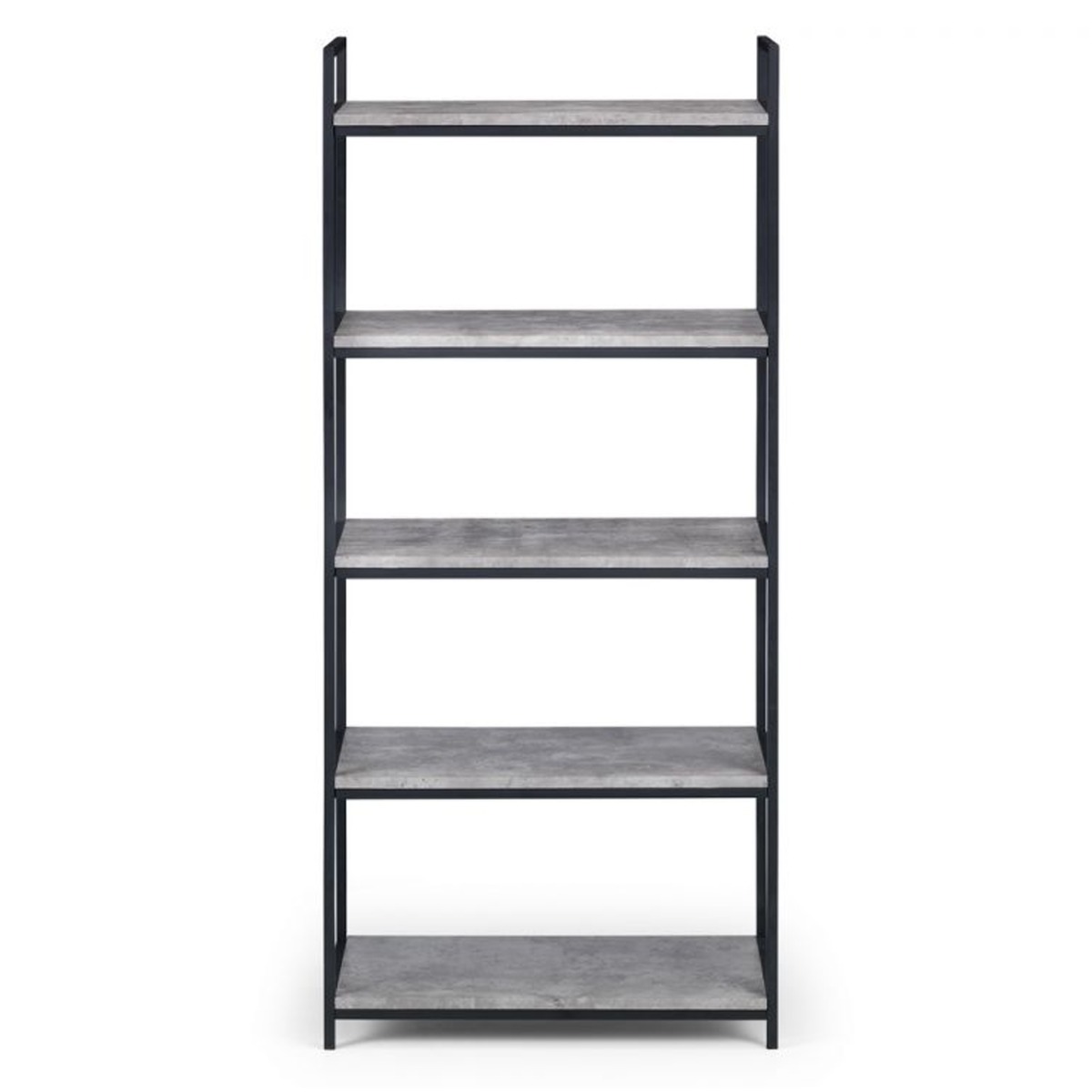 Staten Black Metal Frame Bookcase - Concrete - JB Collections