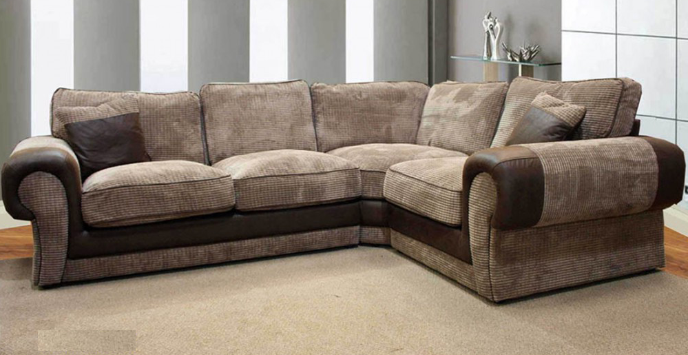 LUMA Jumbo Cord 4 Seater L Shaped - Right Hand Facing Corner Sofa - Brown and Coffee - Steve and Co Mills