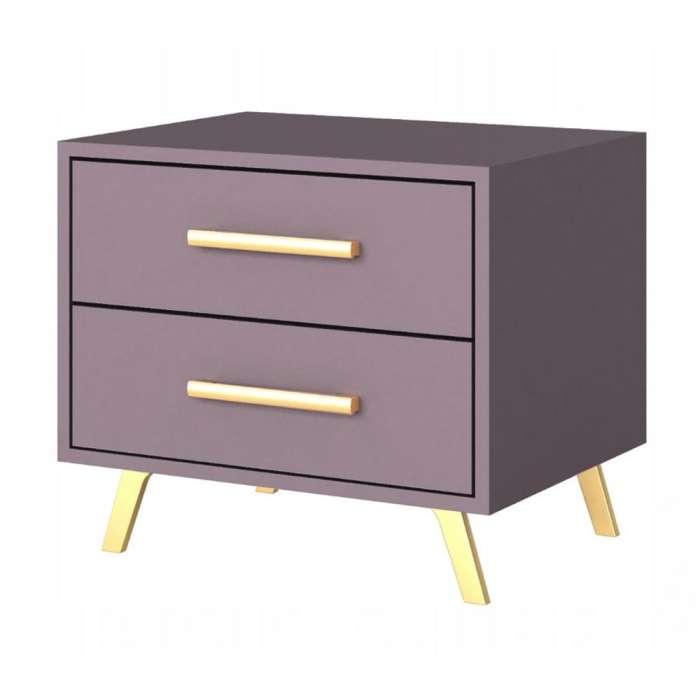 BARNSLEY 2 Drawer Bedside Table - Plum - Avellino & Wells