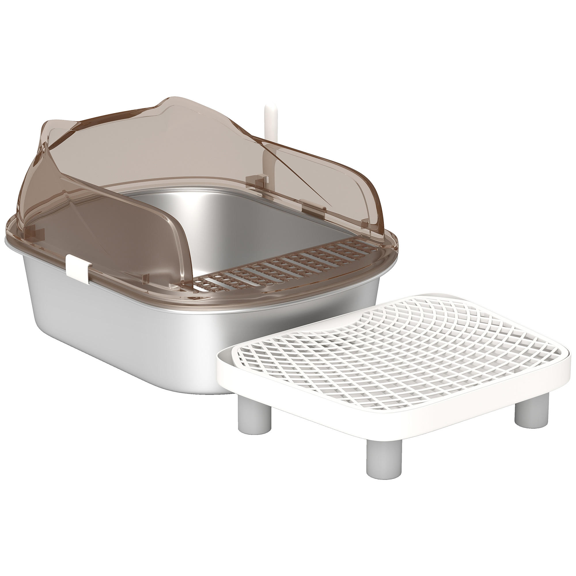 PAWSTER Stainless Steel Litter Box with Lid Dark Grey - Life Essentials