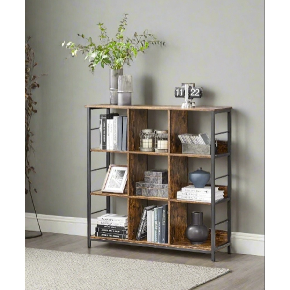 QUIVANTE Ladder Shelf 3-Tier Bookcase - Rustic Brown - The Urban Forge