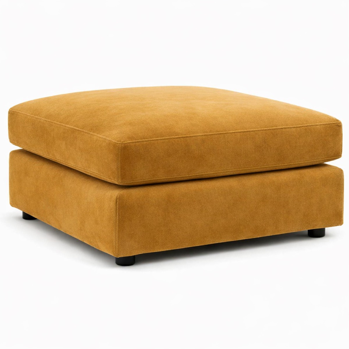 DELANO Plush Velvet Cushion Footstool - Mustard - Home Done