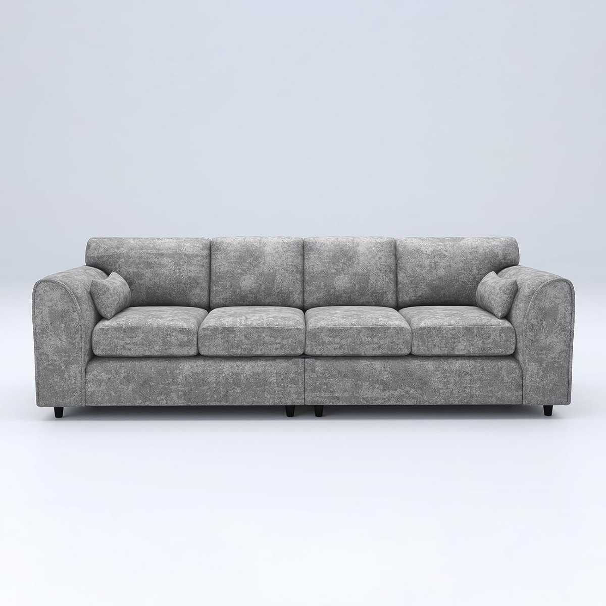 LORVANI Fabric 4 Seater Fullback Sofa - Light Grey - Home Done
