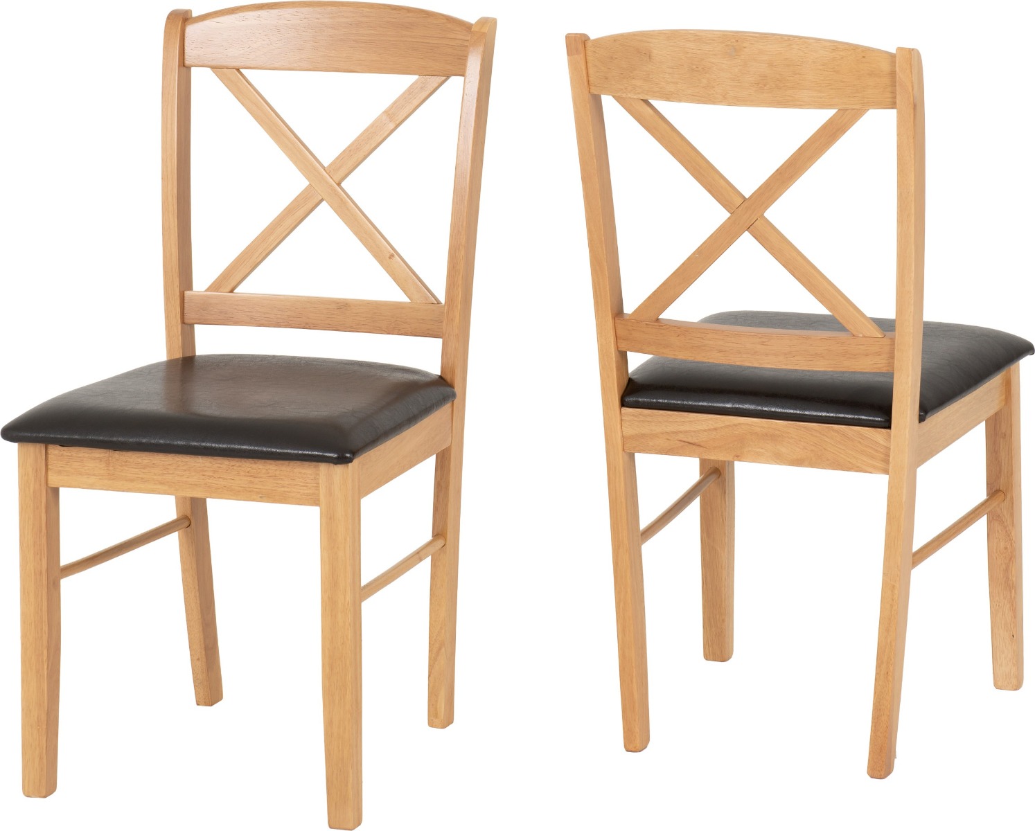 Mason Chair (Box of 2) - Oak Varnish Brown Faux Leather - Budget Deals