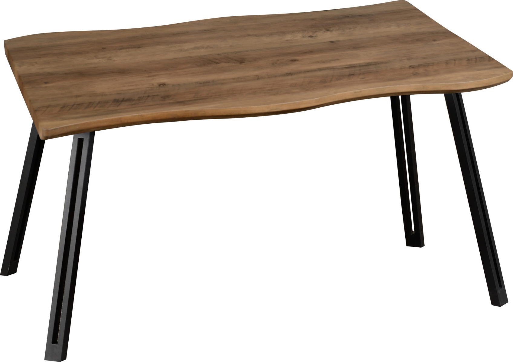 Quebec Wave Edge Dining Table - Oak Effect Black - Budget Deals