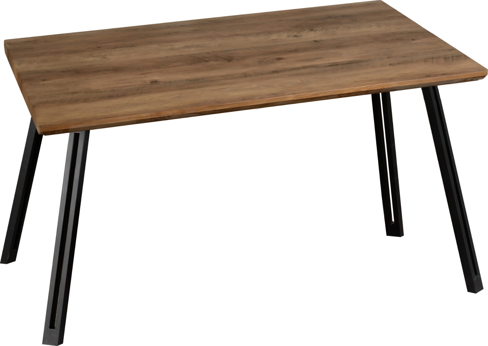 Quebec Straight Edge Dining Table - Oak Effect Black - Budget Deals
