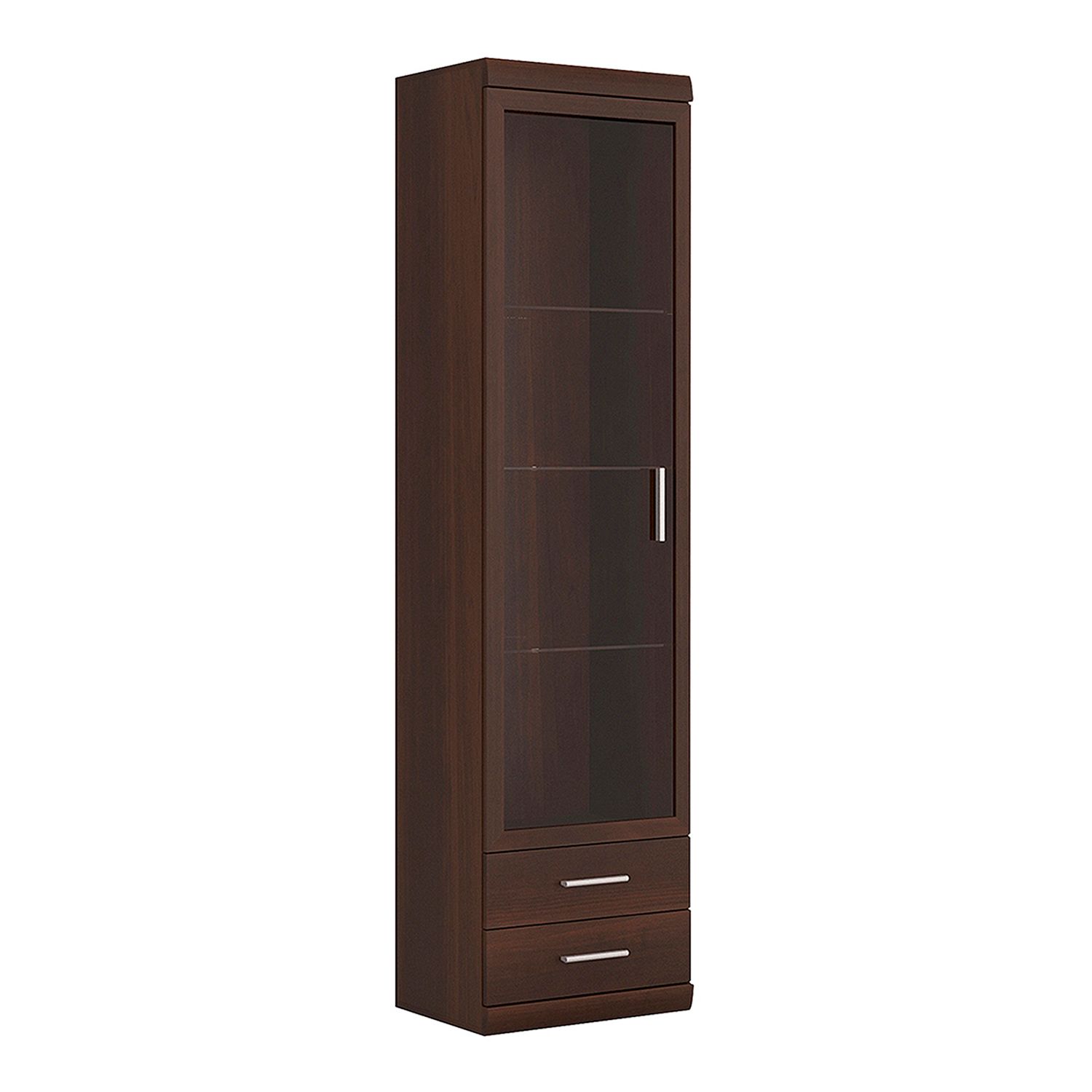 Imperial Tall Glazed 1 Door 2 Drawer Narrow Cabinet - Dark Mahogany Melamine - Rosalind Collection