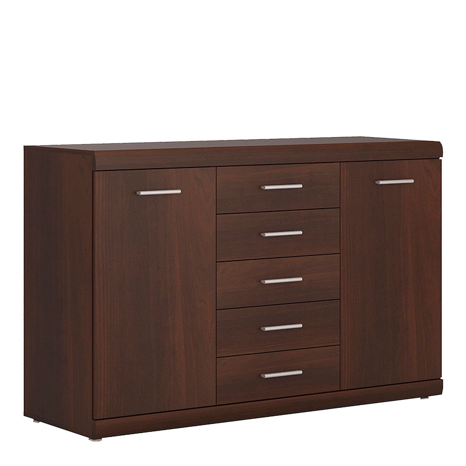 Imperial 2 Door 5 Drawer Sideboard - Dark Mahogany Melamine - Rosalind Collection