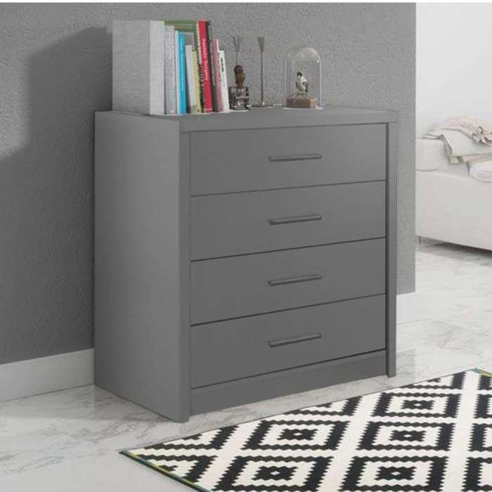 AVERTON Grey Chest of Drawers - Medium-sized, 4 Drawers - Avellino & Wells