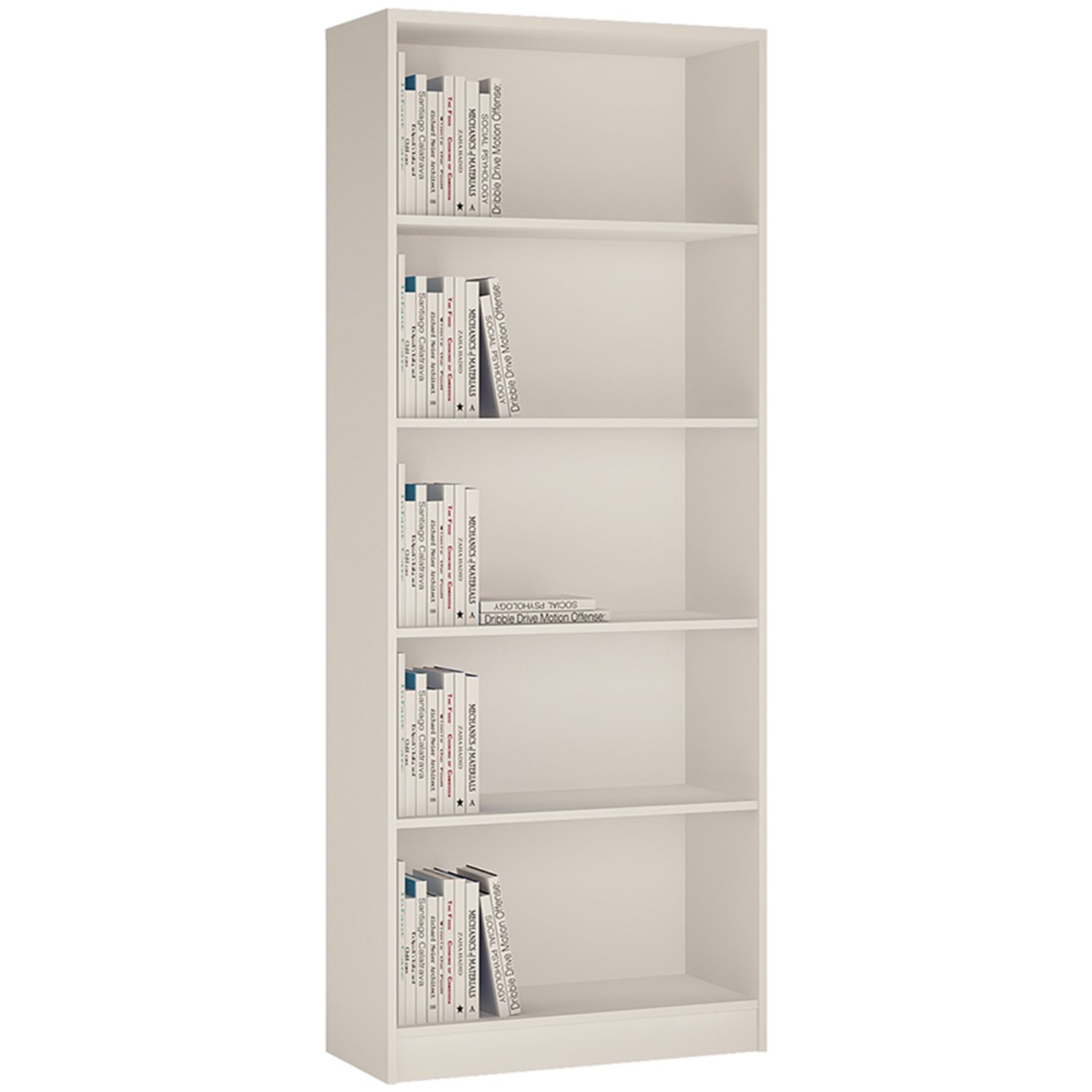 4 You Tall Wide Bookcase - Pearl White - Rosalind Collection