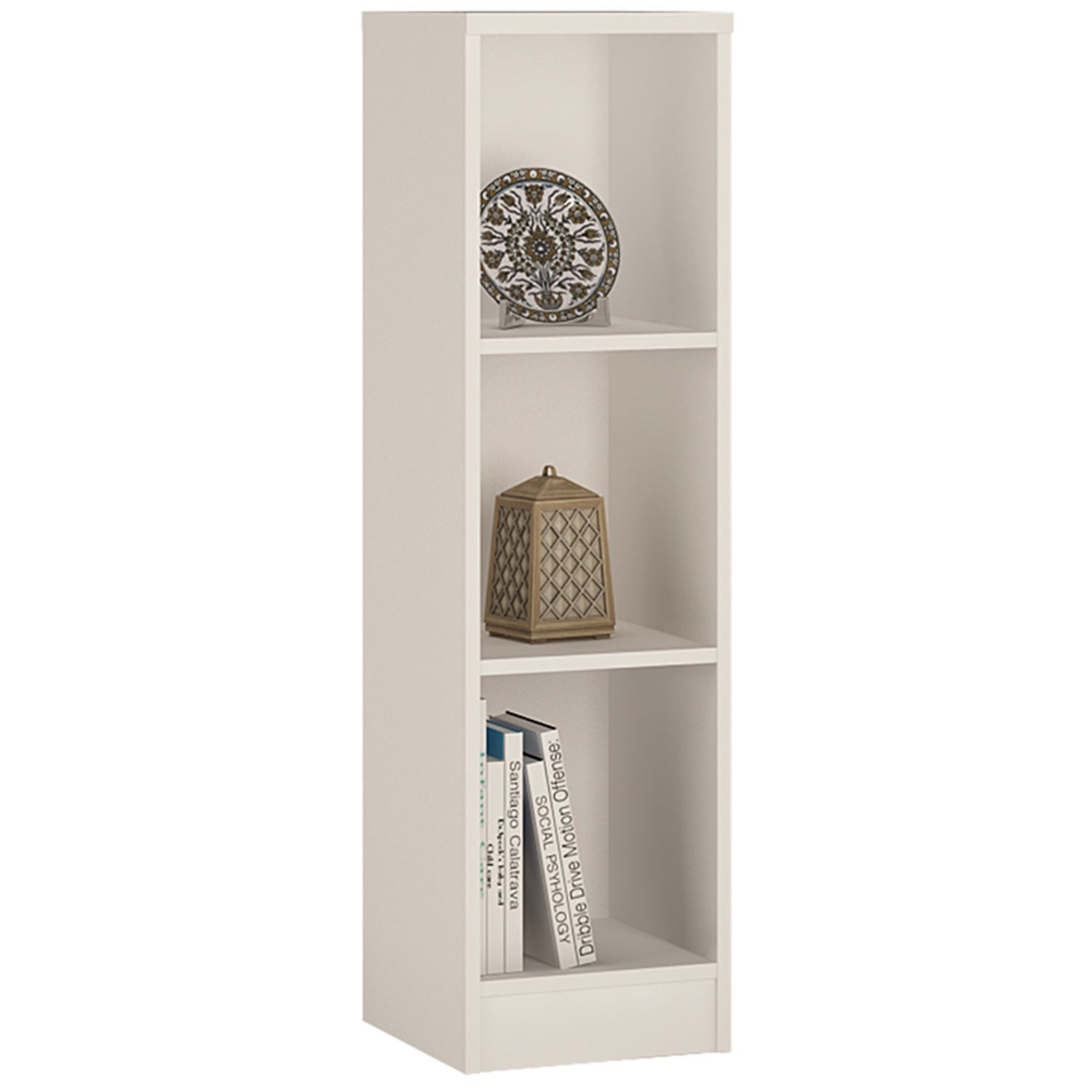 4 You Medium Narrow Bookcase - Pearl White - Rosalind Collection