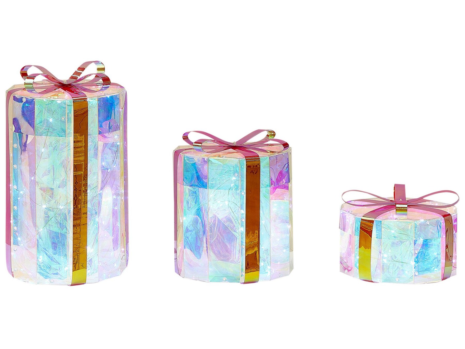 Frosty Glow Set of 3 LED Outdoor Christmas Gifts 30 cm - Multicolour - Gemini Interiors