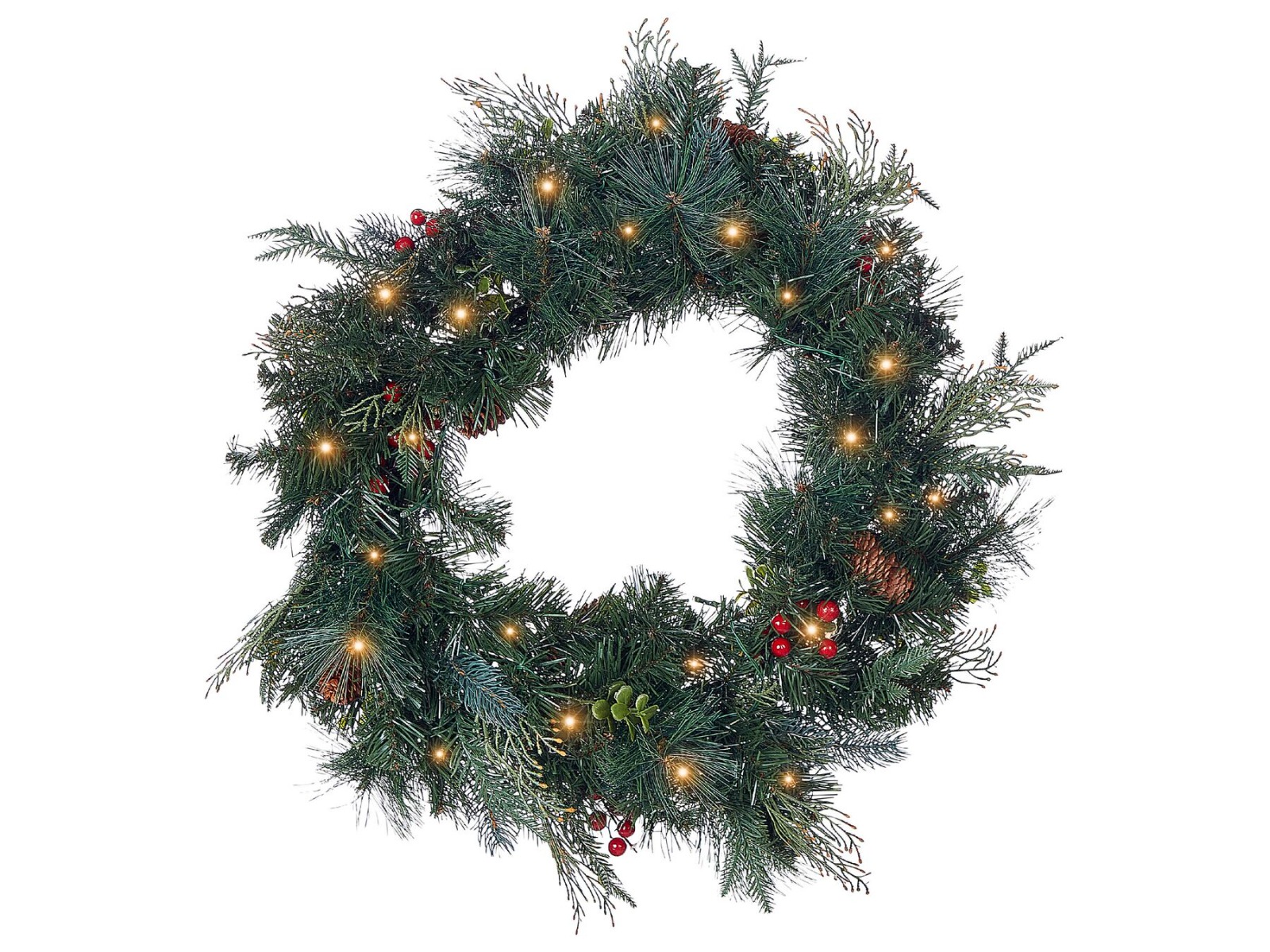 Everlight Pre-Lit Christmas Wreath 60 cm - Green - Gemini Interiors