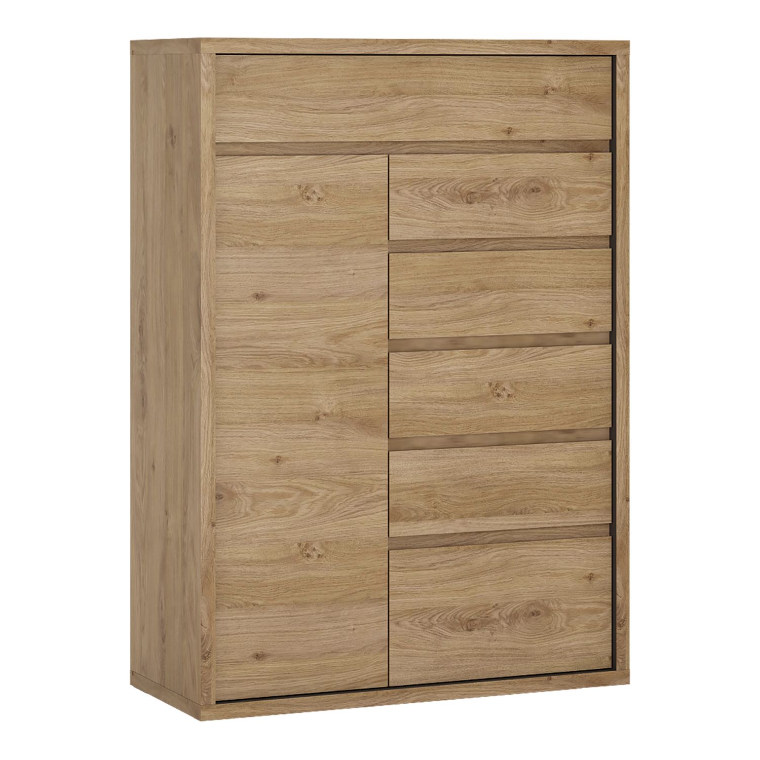 Shetland 1 Door 6 drawer cupboard - Shetland Oak Finish - Rosalind Collection