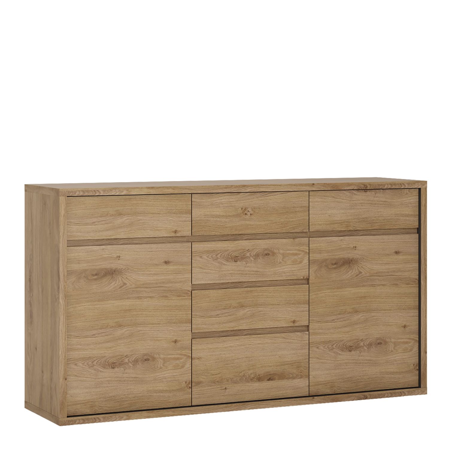 SHAWINIGAN 2 Door with 5 Drawers Extra Large-sized Sideboard - Oak - Rosalind Collection