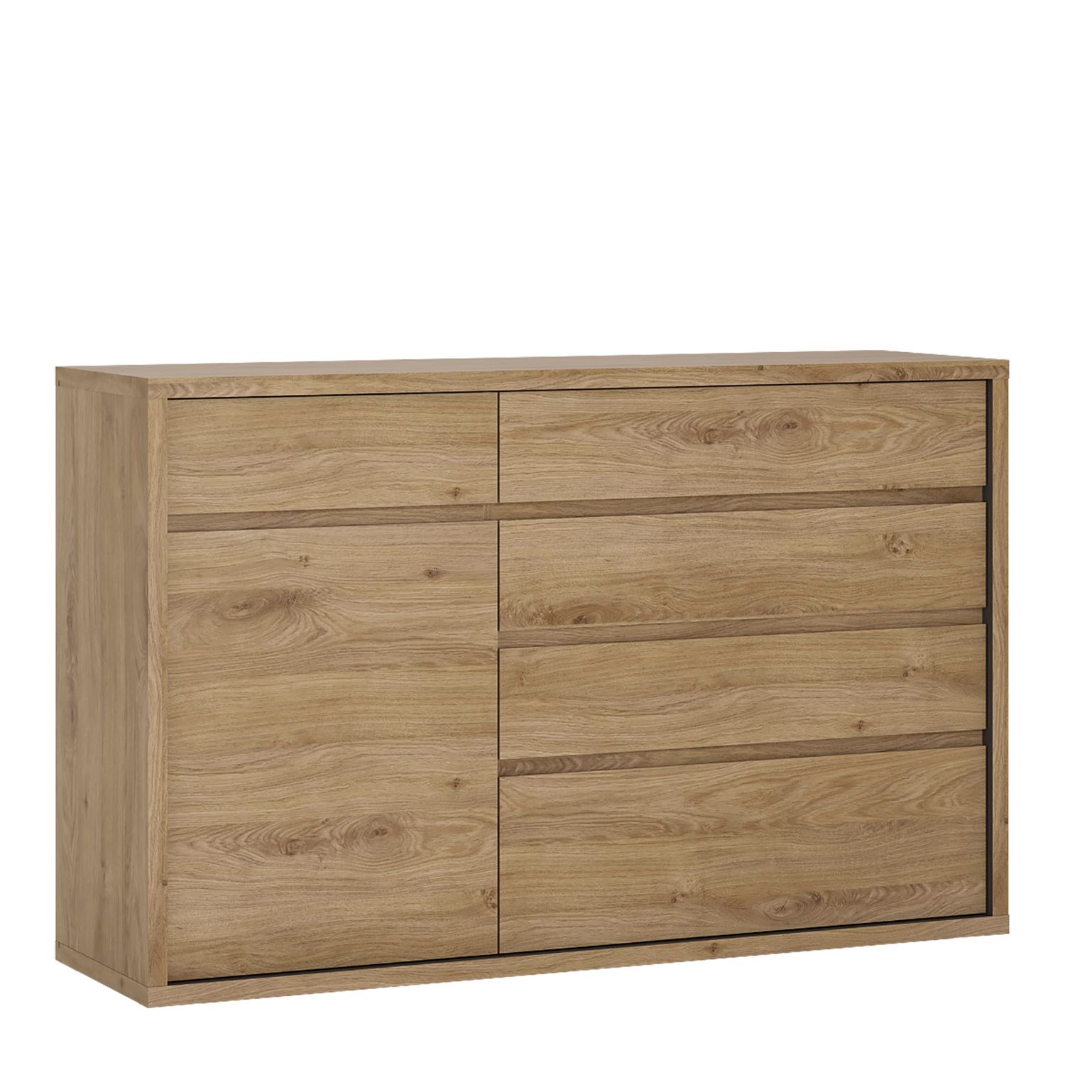 Shetland 1 Door 5 drawer cupboard - Shetland Oak Finish - Rosalind Collection