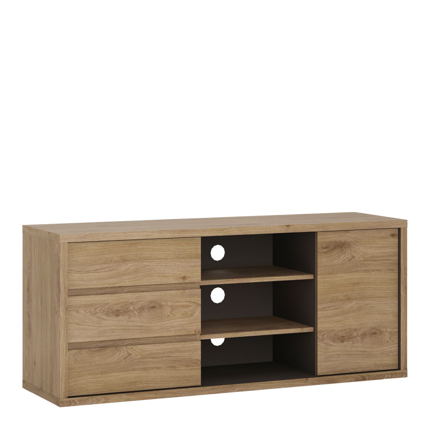Shetland 1 Door 3 drawer TV cabinet - Shetland Oak Finish - Rosalind Collection