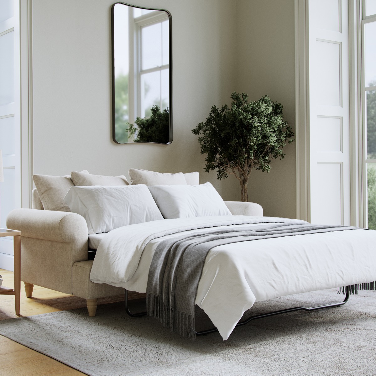 2 Seater Sofabed - LUXE Fabric - Light Beige - Edgbaston Living