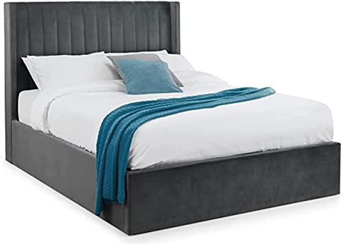 Langham Scalloped Headboard Storage Bed 135cm - Grey - JB Collections