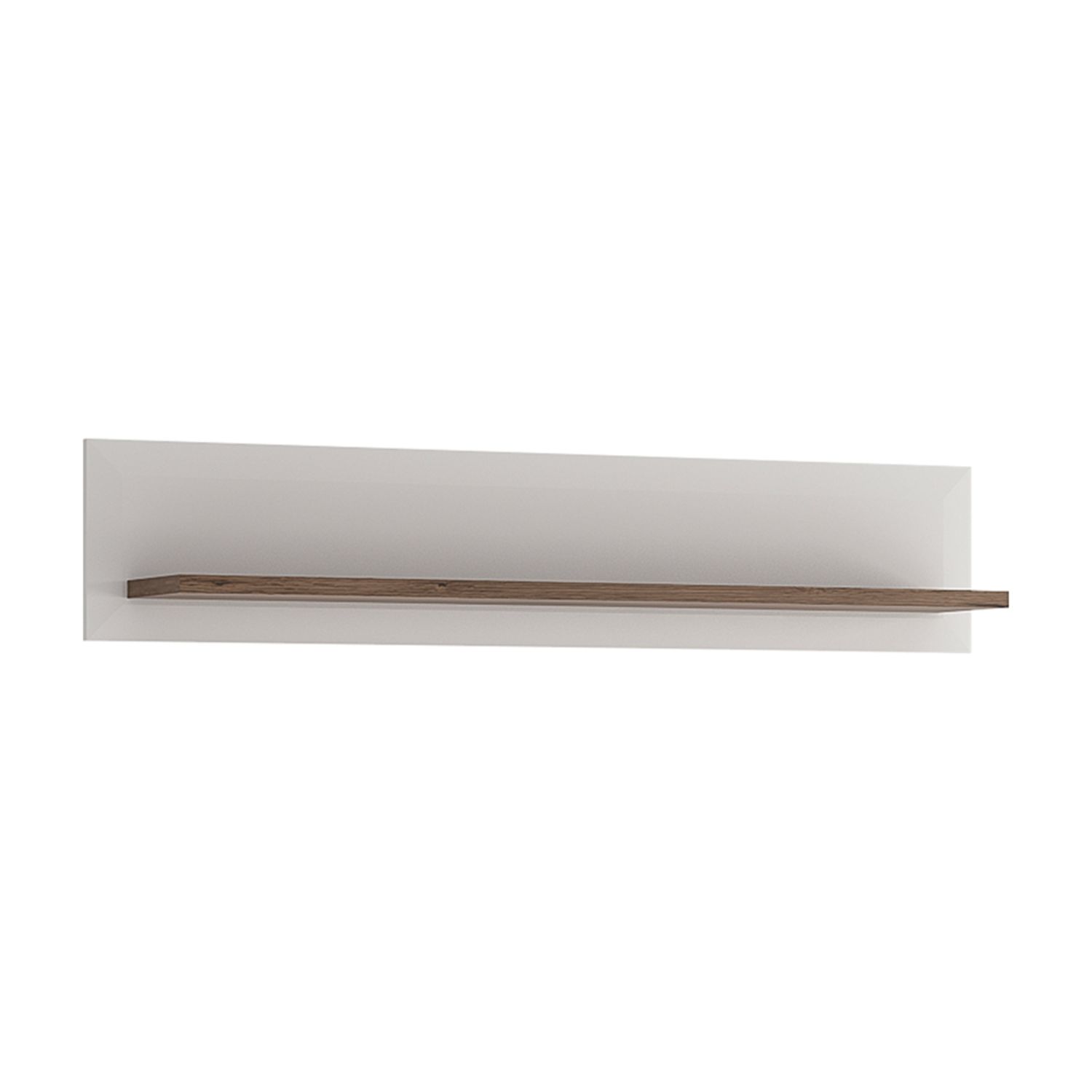 Toronto 125cm Wall shelf - White High Gloss with San Remo Oak inset - Rosalind Collection