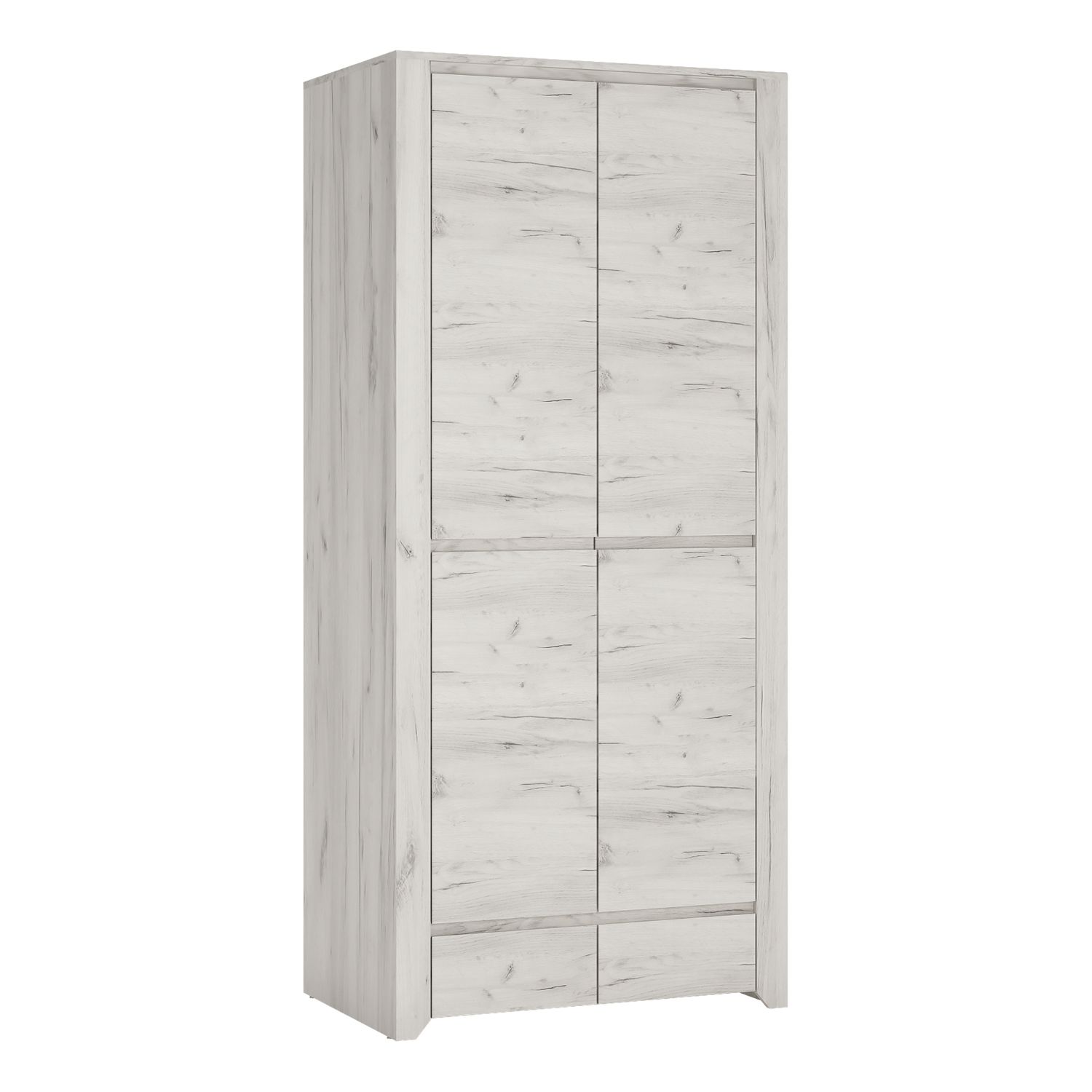 AKRON 2 Door Kids Wardrobe with 2 Drawers White and Oak - 84cm - Rosalind Collection
