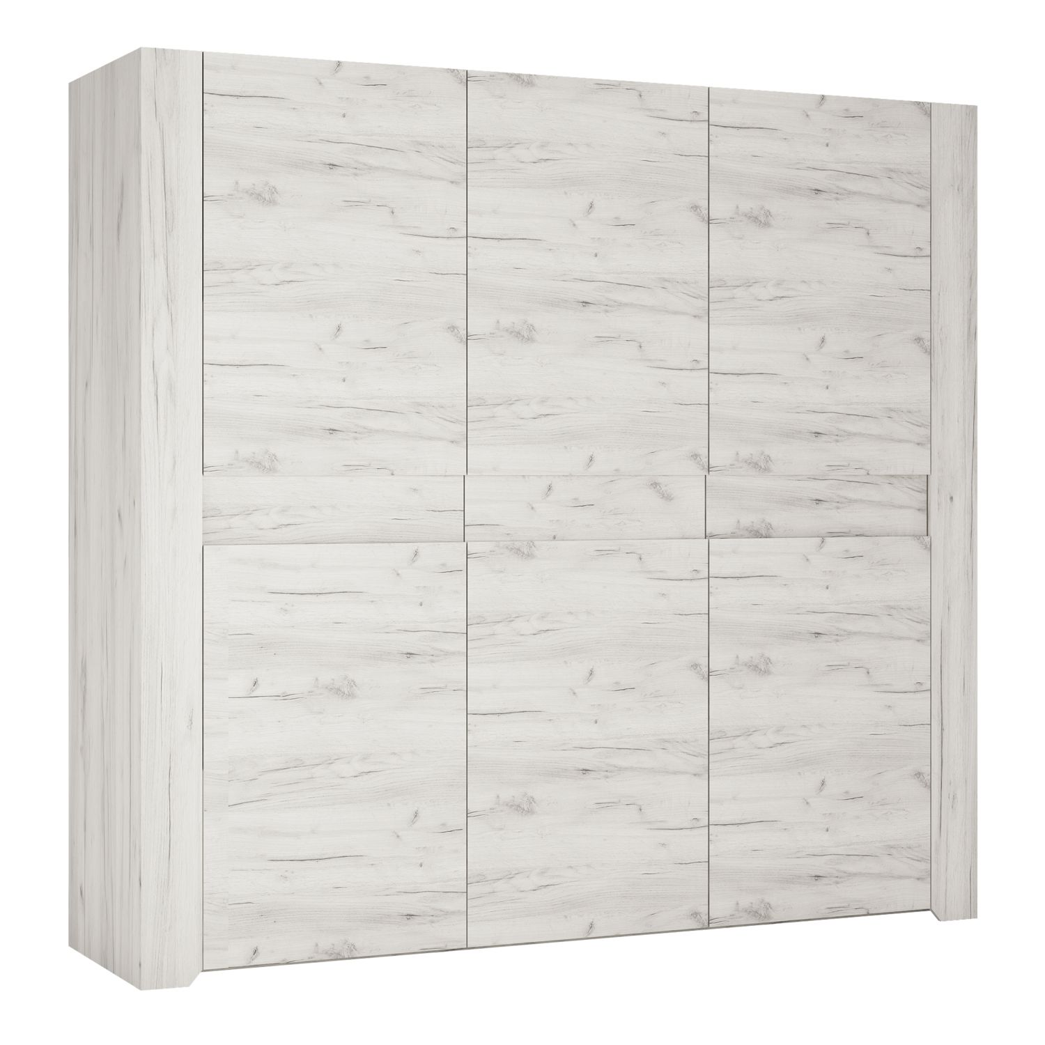 Wardrobe - AKRON 3 Door Wardrobe White and Oak 220.7cm - Rosalind Collection