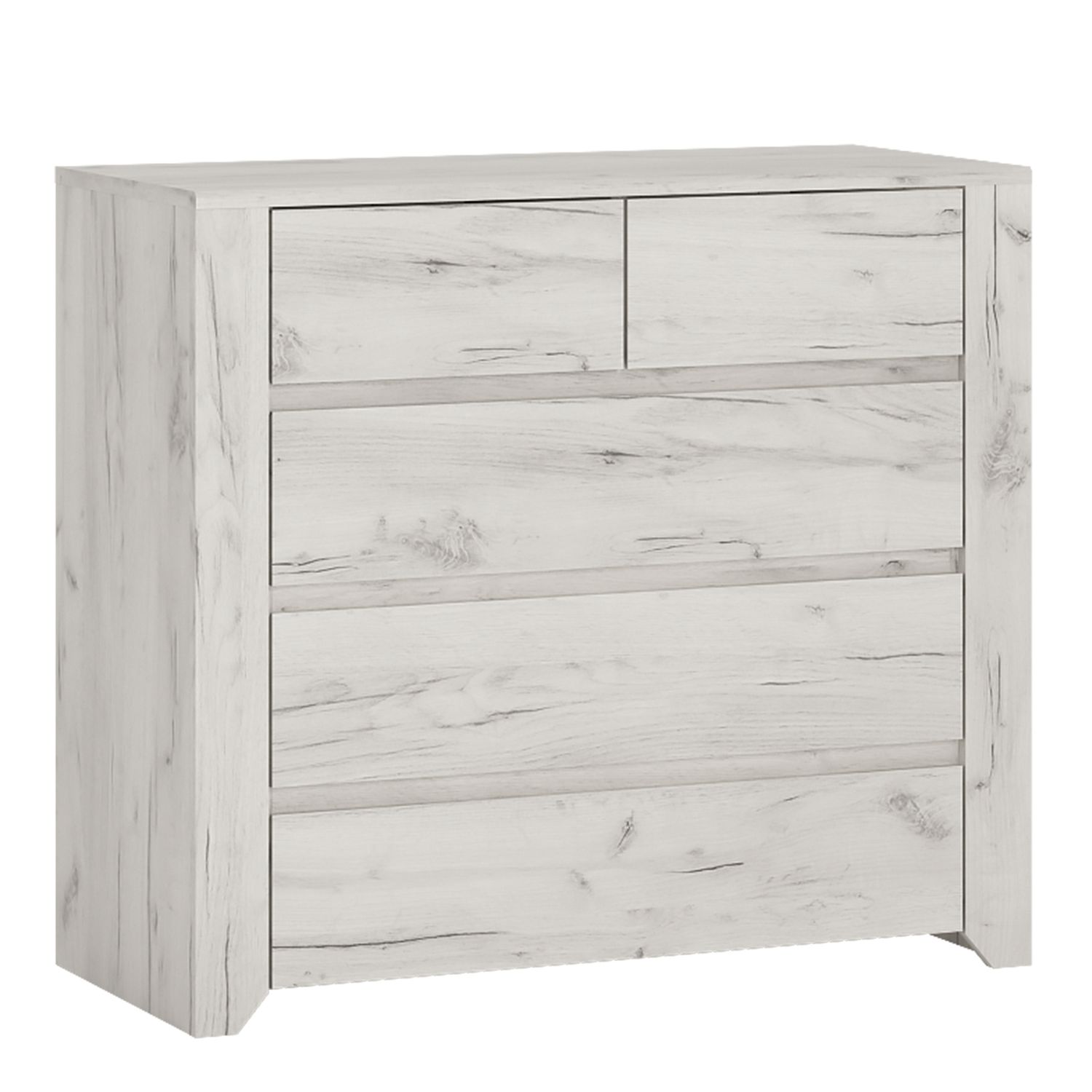 AKRON White Chest of Drawers - Medium-sized, 5 Drawers - Rosalind Collection