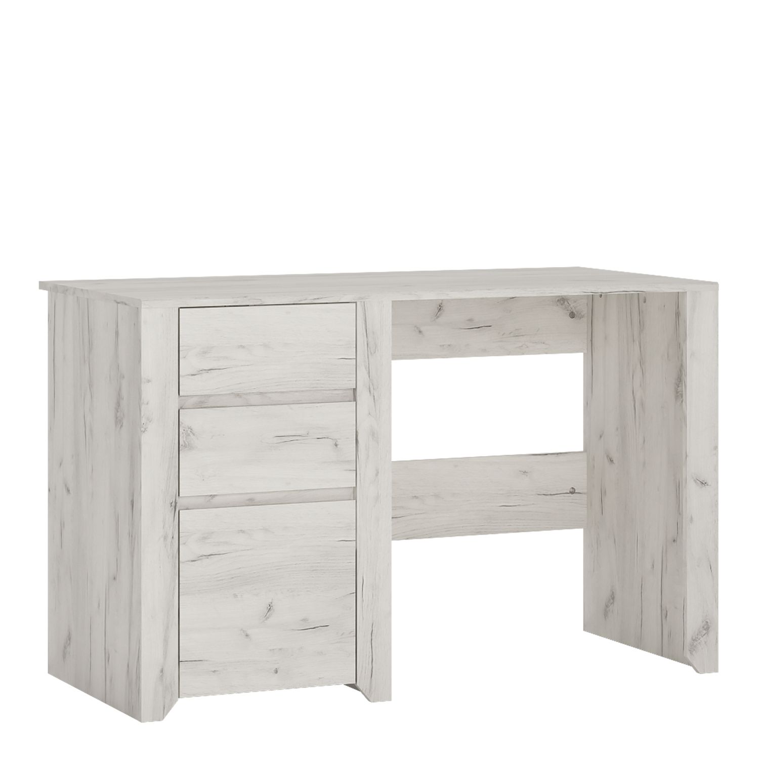 Angel 3 Drawer Desk - White Craft Oak - Rosalind Collection