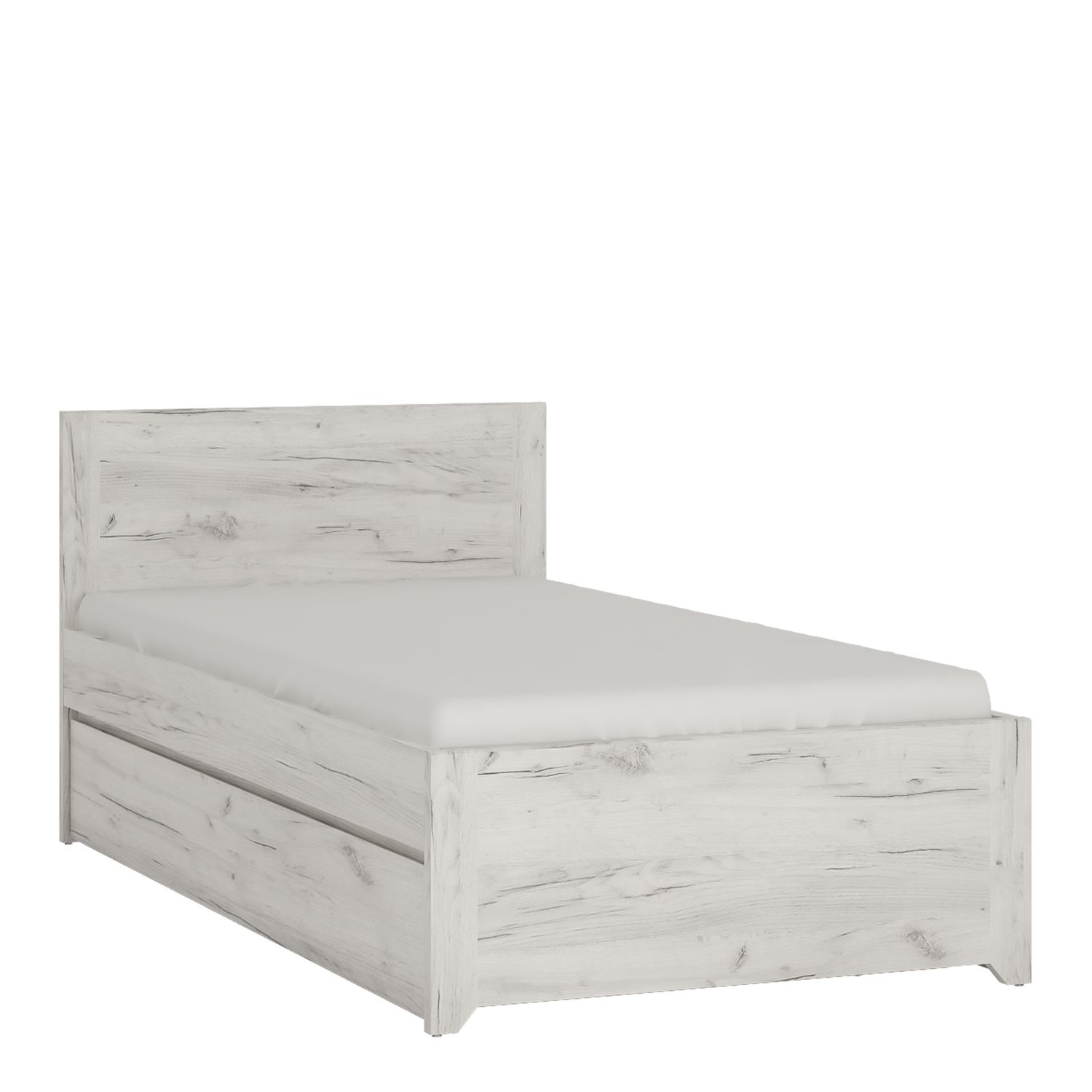 Angel Single Bed with underbed Drawer (Inc Slats) - White Craft Oak - Rosalind Collection