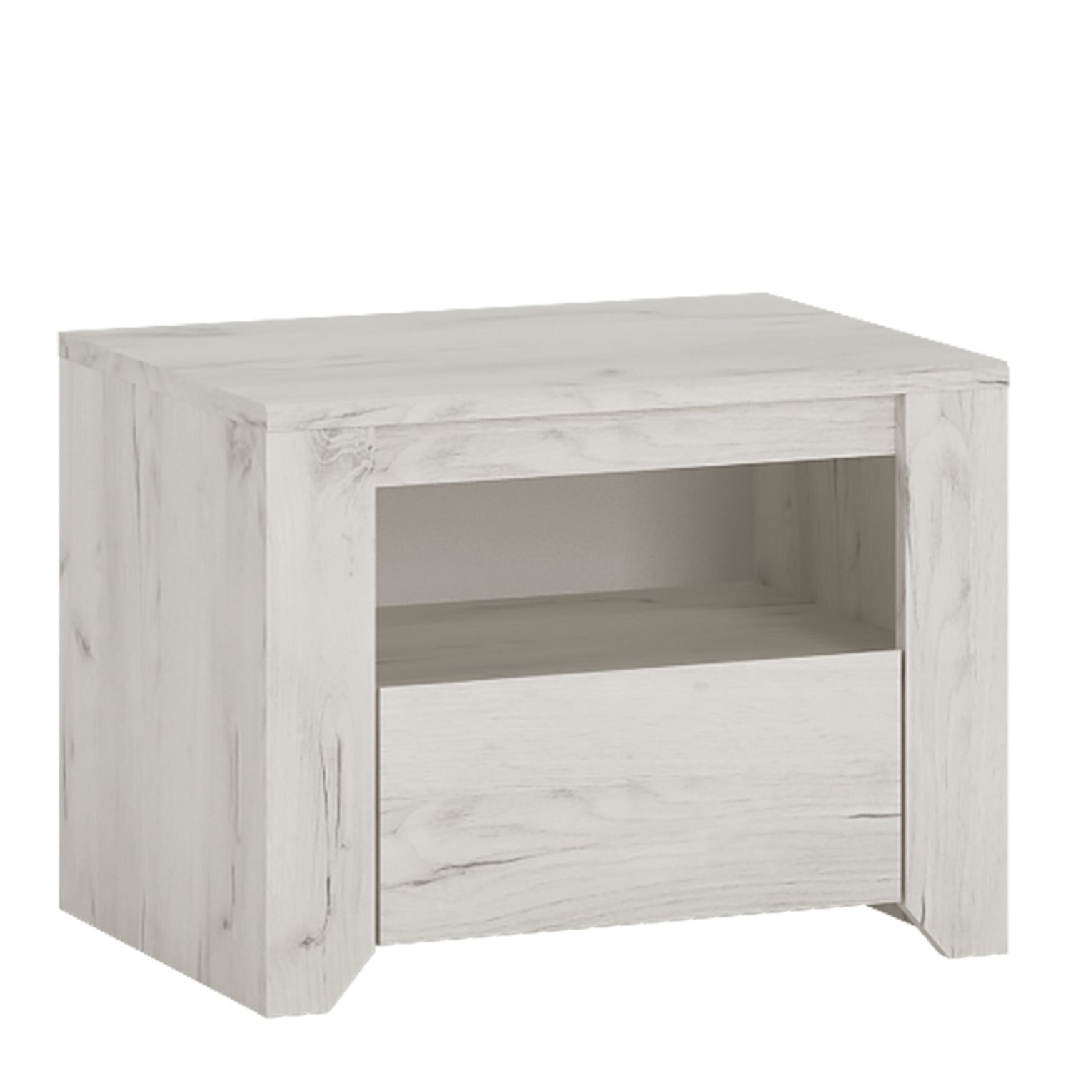 Bedside Table - ANGEL 1 Drawer Nightstand White and Oak 49.1cm - Rosalind Collection