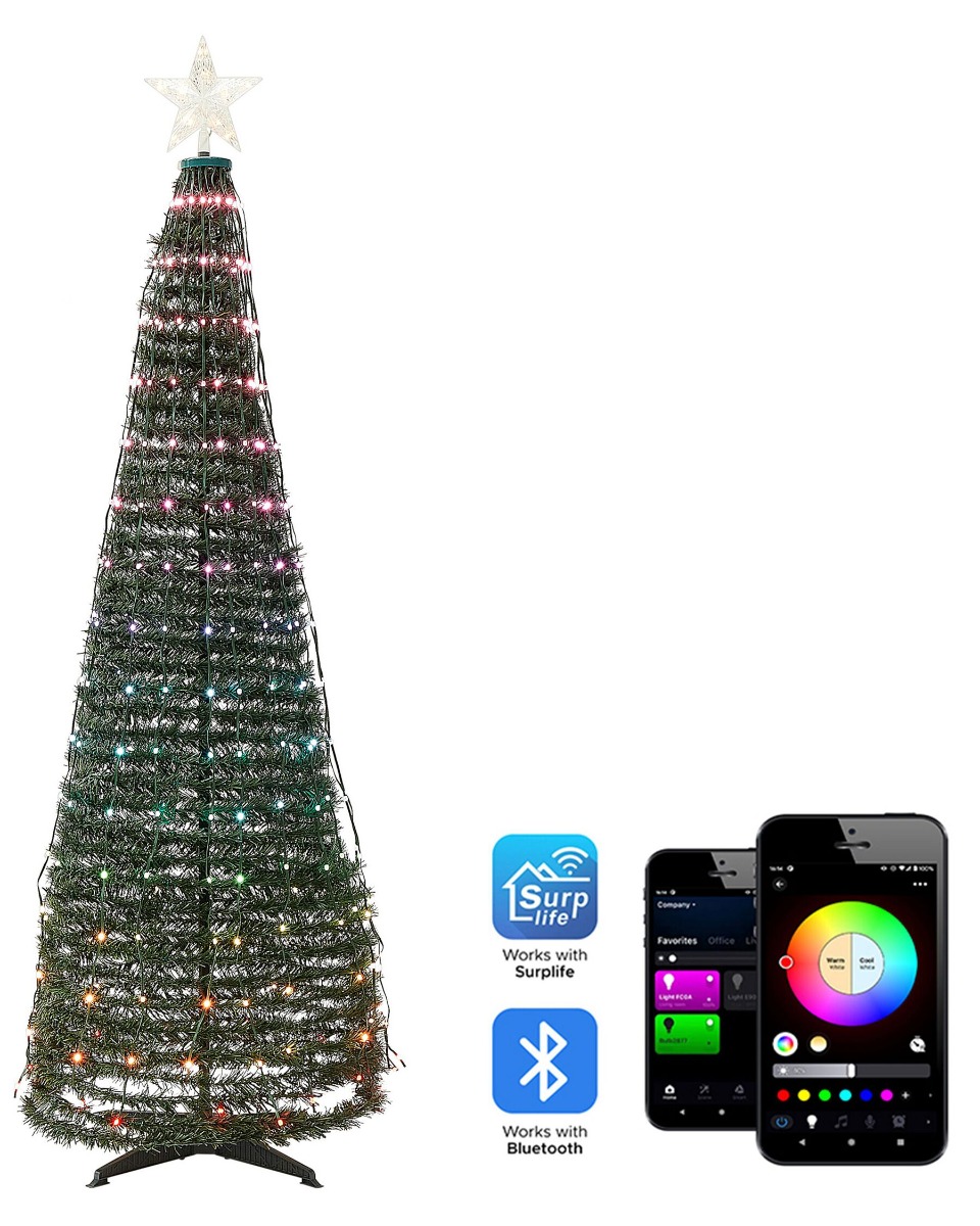 Silverpine Pre-Lit Christmas Tree 188 cm - Green - Gemini Interiors