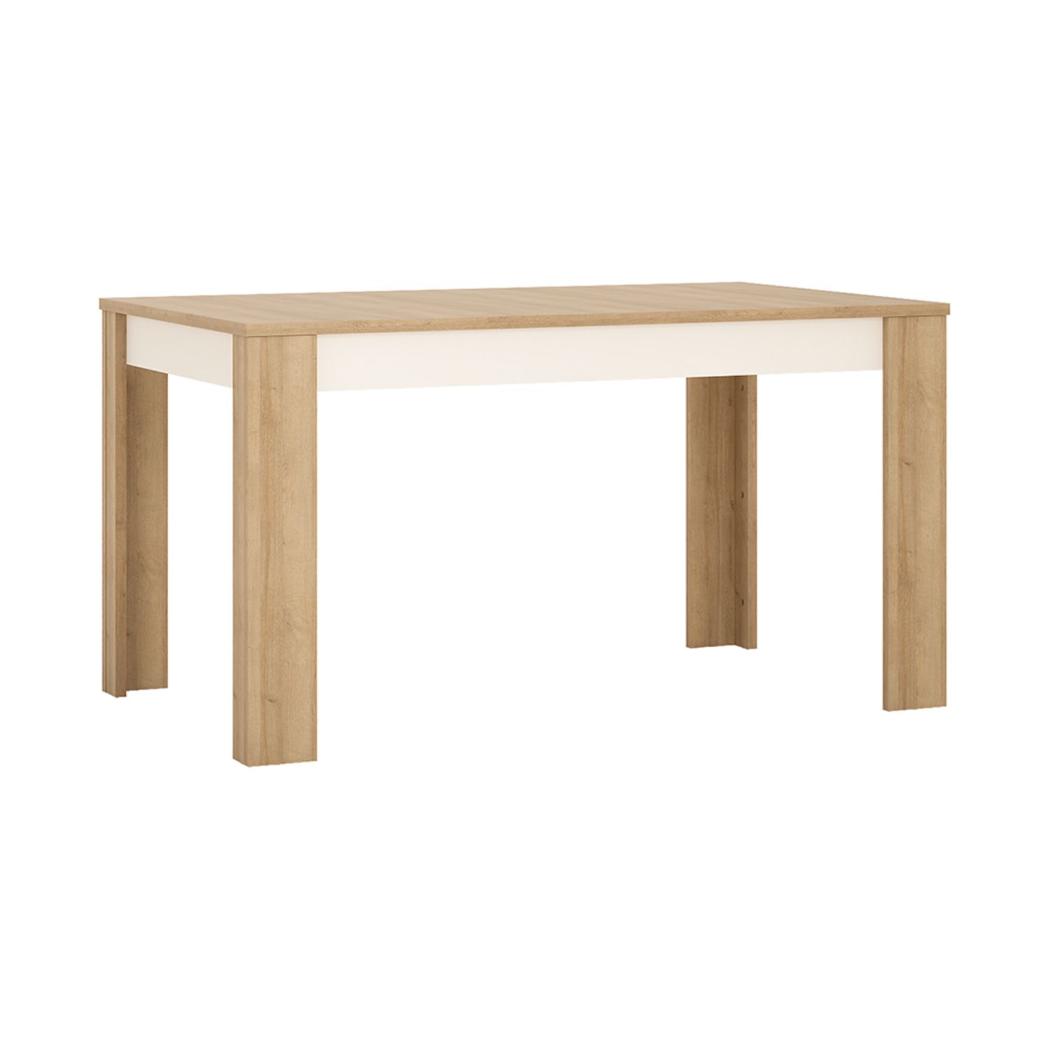 Lyon Medium extending dining table 140/180cm - Riviera Oak/White high gloss - Rosalind Collection