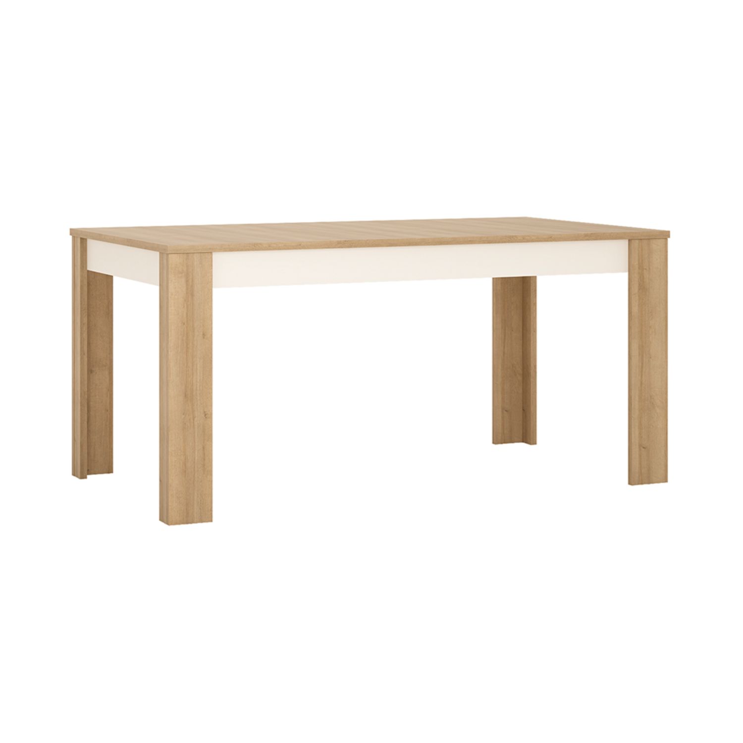Lyon Large extending dining table 160/200 cm - Riviera Oak/White high gloss - Rosalind Collection