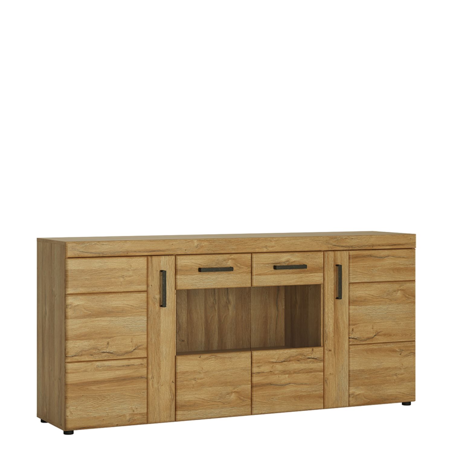 Cortina 4 door wide glazed sideboard - Grandson Oak - Rosalind Collection