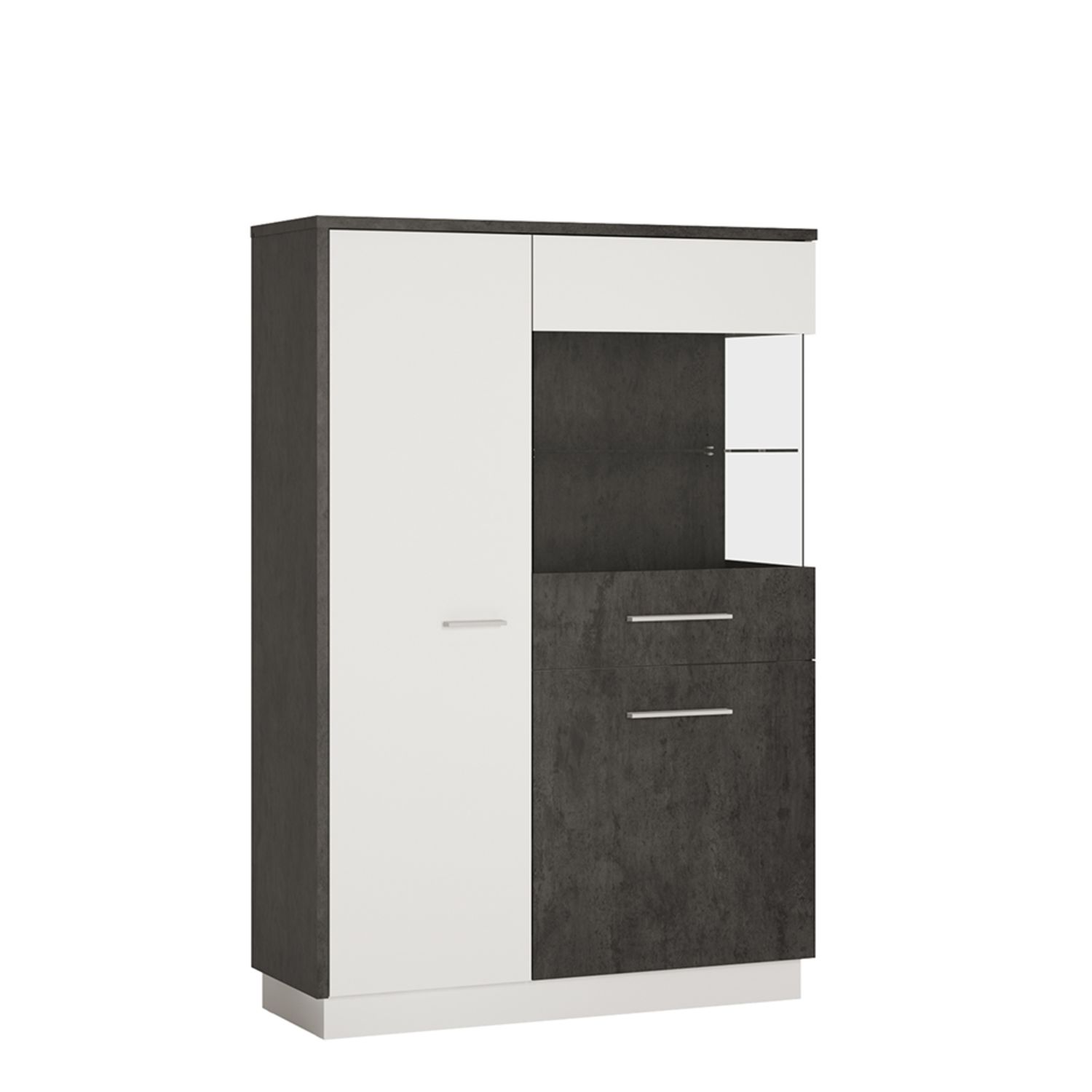 Zingaro Low display cabinet (RH) - Slate Grey and Alpine White - Rosalind Collection