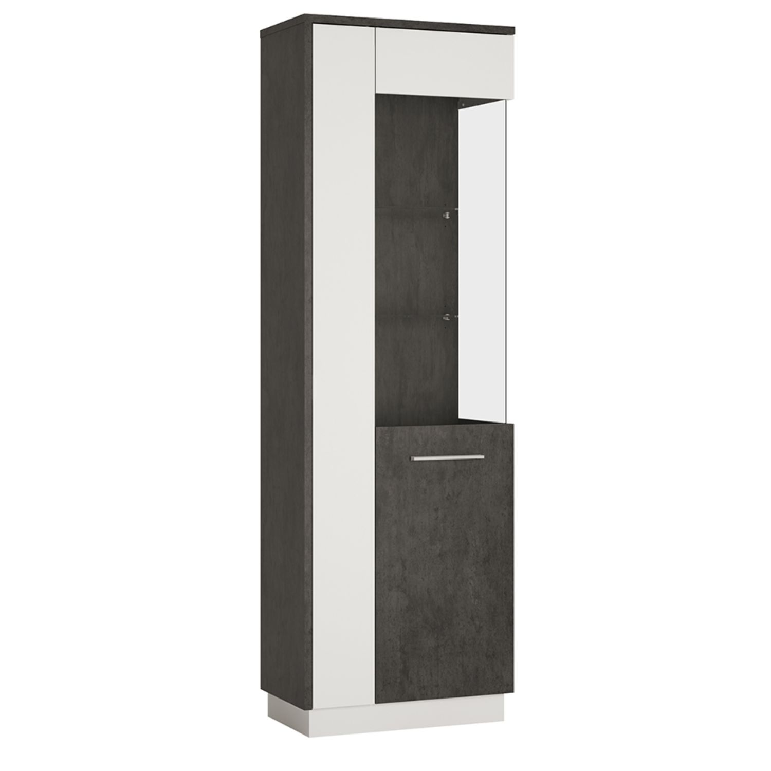 Zingaro Tall Glazed display cabinet (RH) - Slate Grey and Alpine White - Rosalind Collection