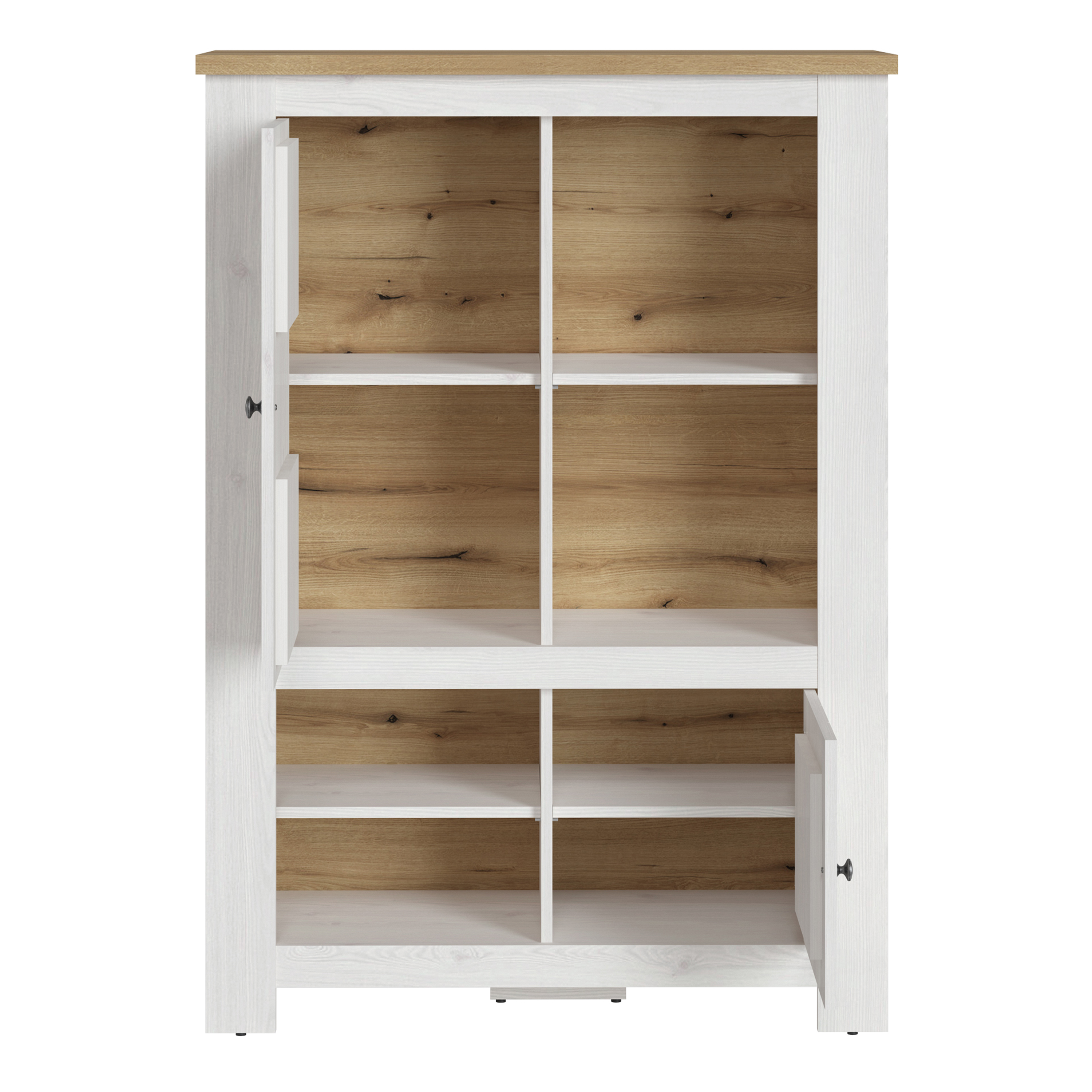 Display Cabinet - CELESTO Cabinet 2x LED Lights White and Oak 100cm - Rosalind Collection