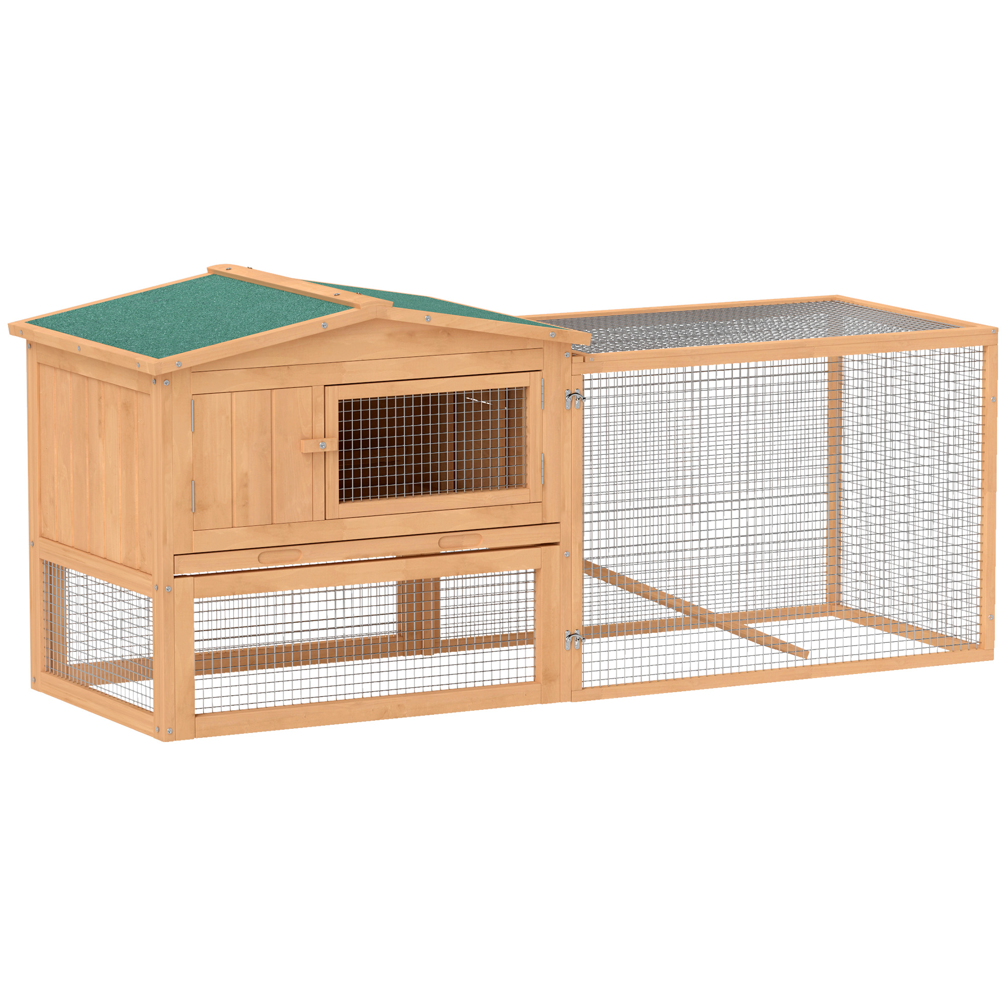 2 Floor Wooden Rabbit Hutch Bunny Cage House Chicken Coop Outdoor Garden Backyard 158 x 58 x 68 cm - Life Essentials