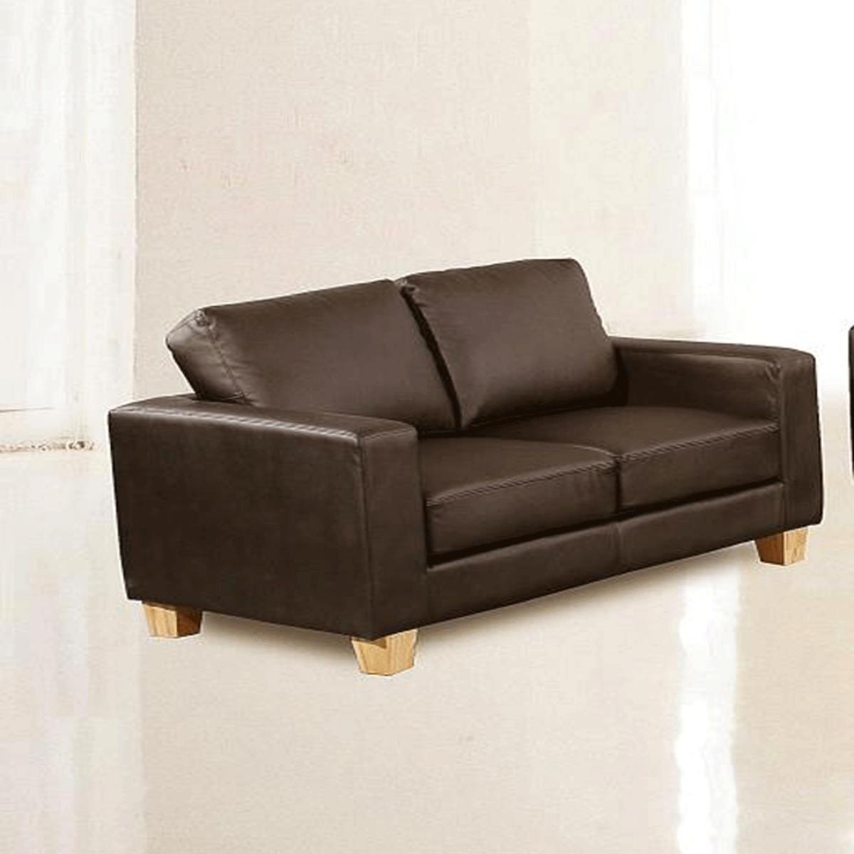 Buxton Chesterfield 2 Seater Sofa Suite in PU Leather - Brown - Sigrid Mills
