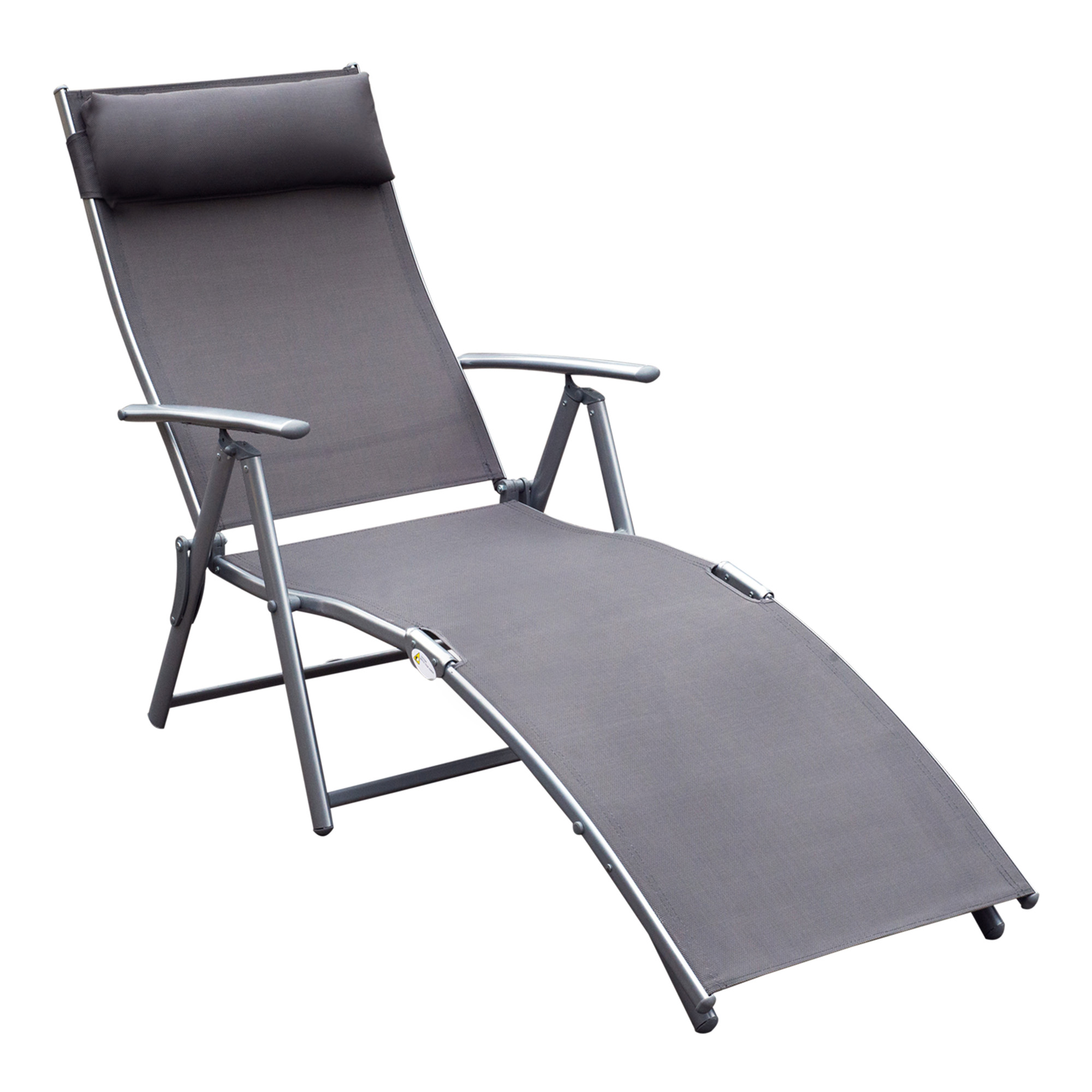 Texteline Sun Lounger Recliner Chair Patio Foldable Garden 5 Levels Grey - Life Essentials