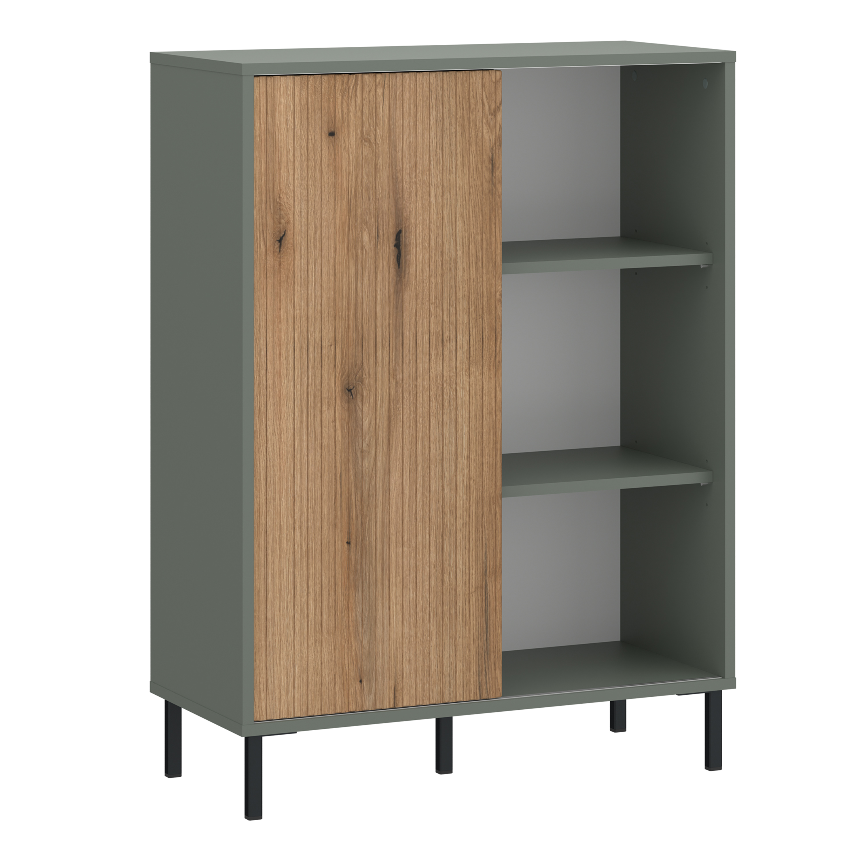 Sideboard - DARWIN 1 Door Sideboard Green and Oak 75cm - Rosalind Collection