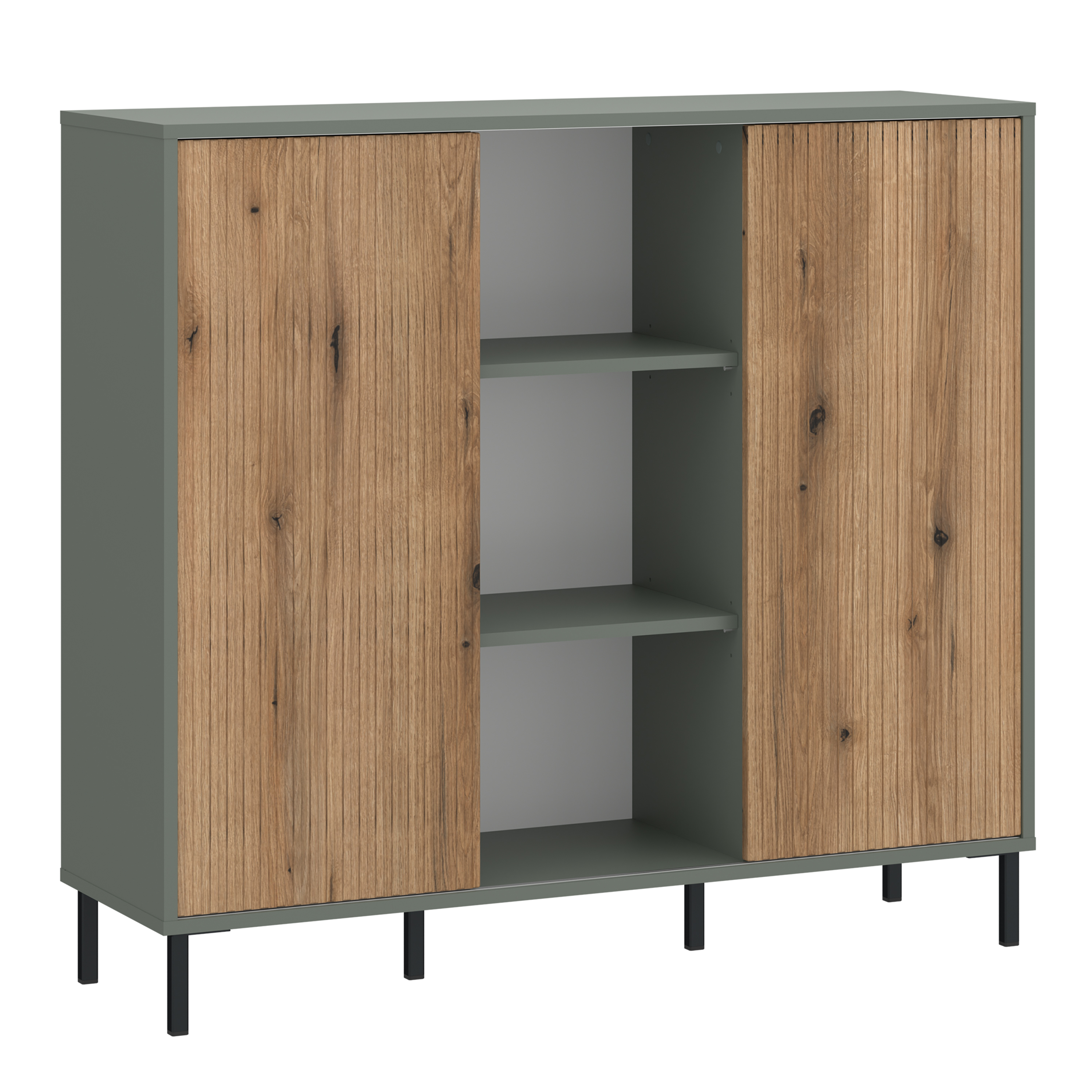 Sideboard - DARWIN 2 Door Sideboard Green and Oak 111.6cm - Rosalind Collection