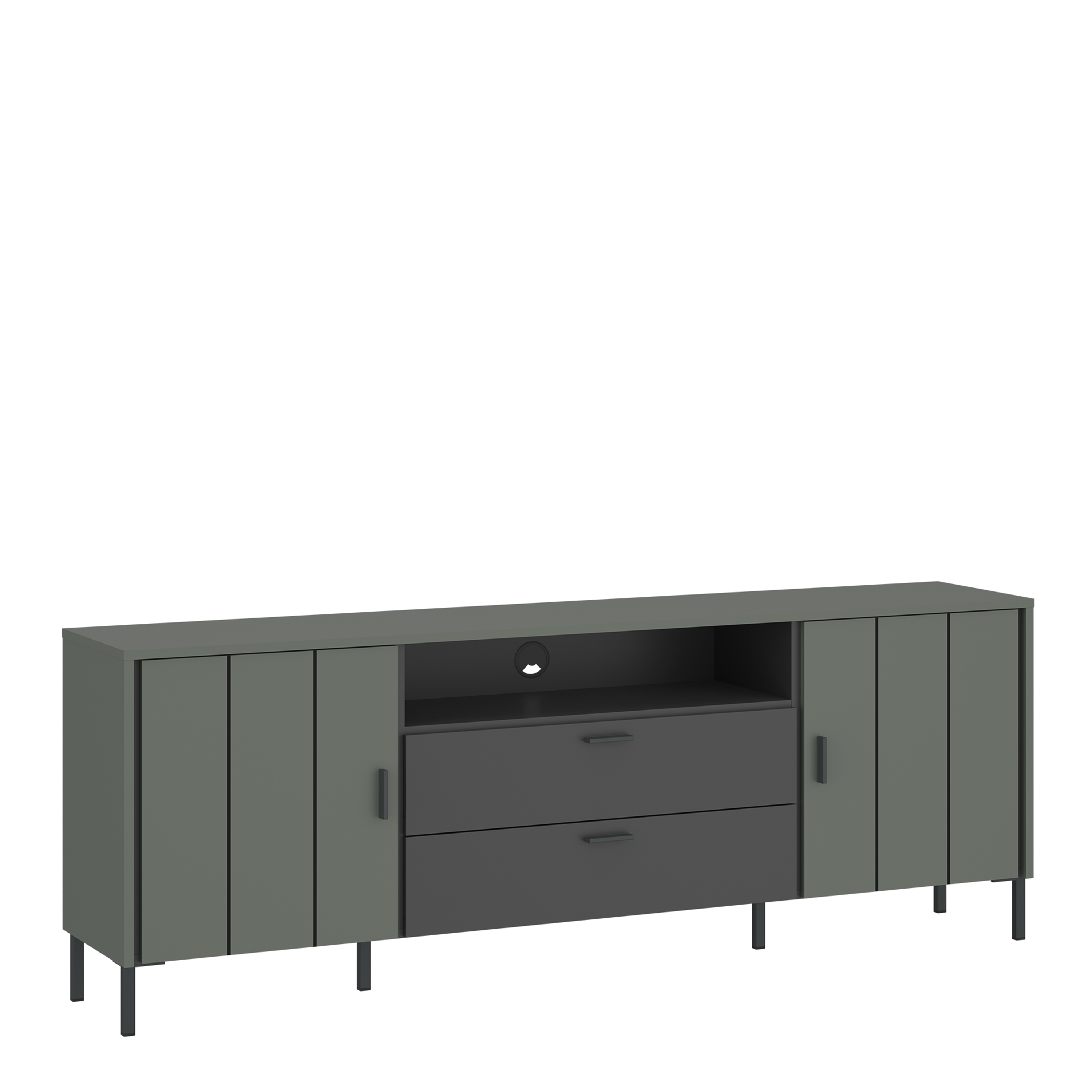 TV Stand - ARUNDEL 2 Door 2 Drawer Media Unit Green and Grey 173.2cm - Rosalind Collection